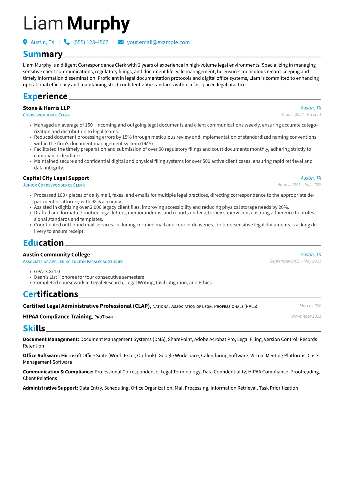 Correspondence Clerk version - Page 1