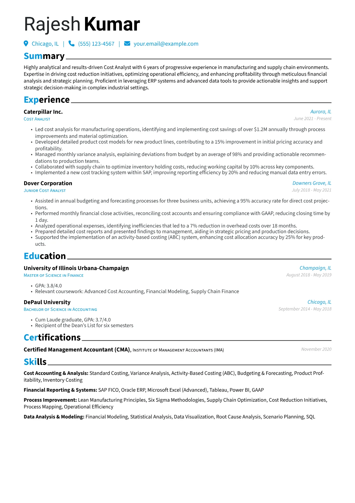 Cost Analyst version - Page 1
