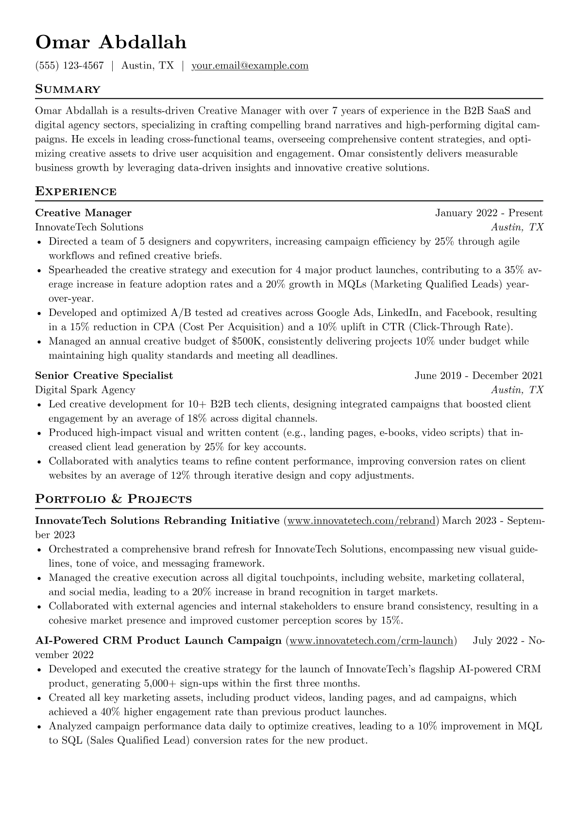 Creative Manager version - Page 1