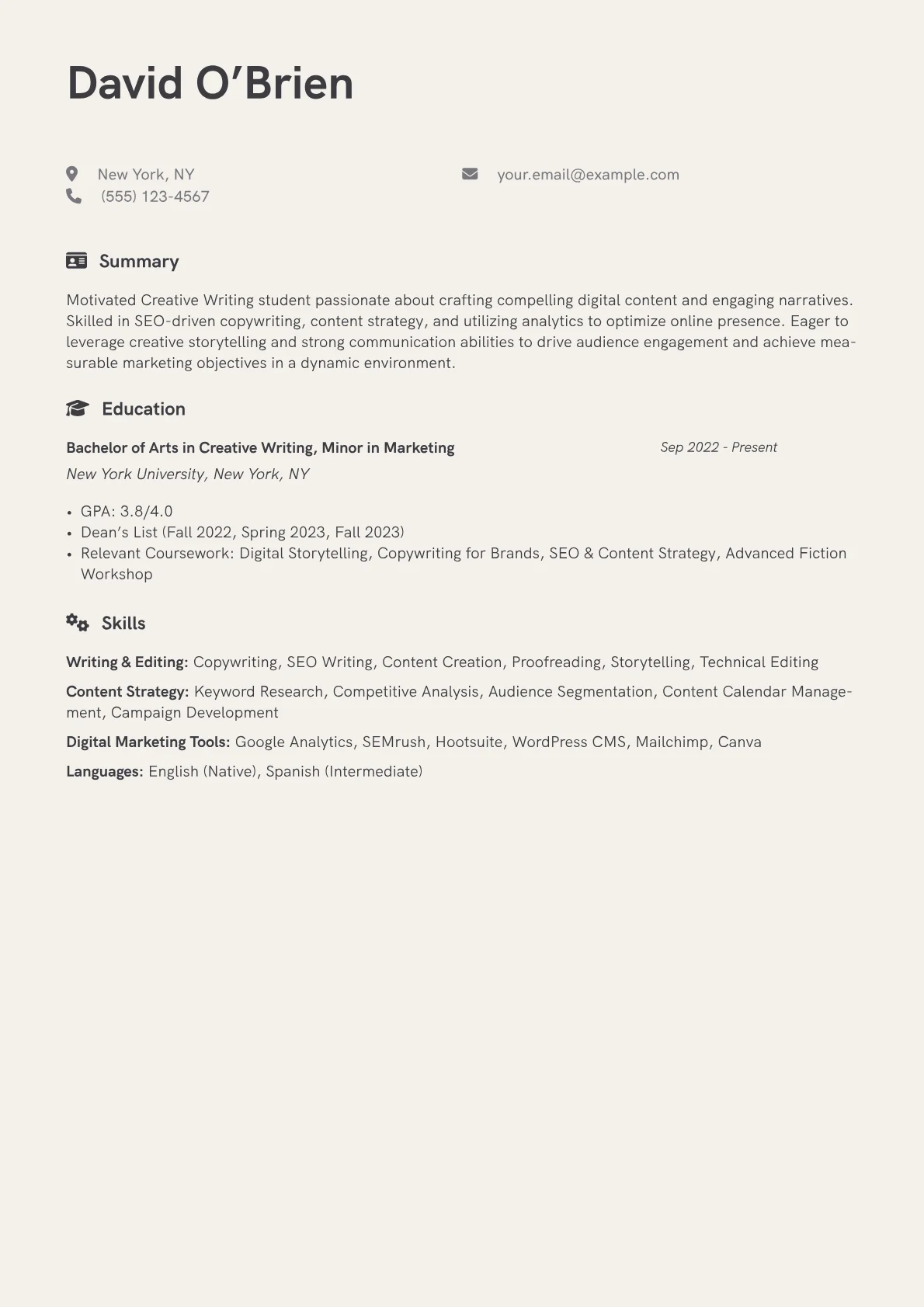 Creative Writing version - Page 1