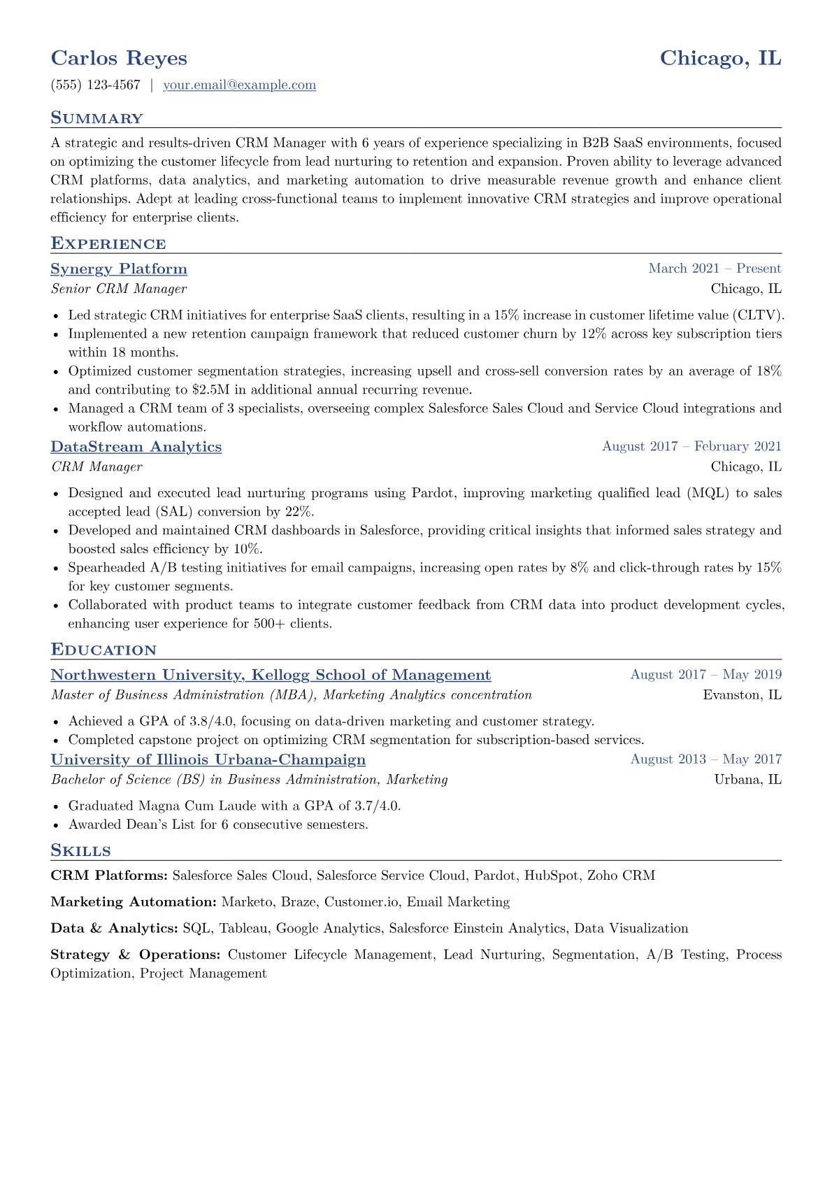 CRM Manager version - Page 1