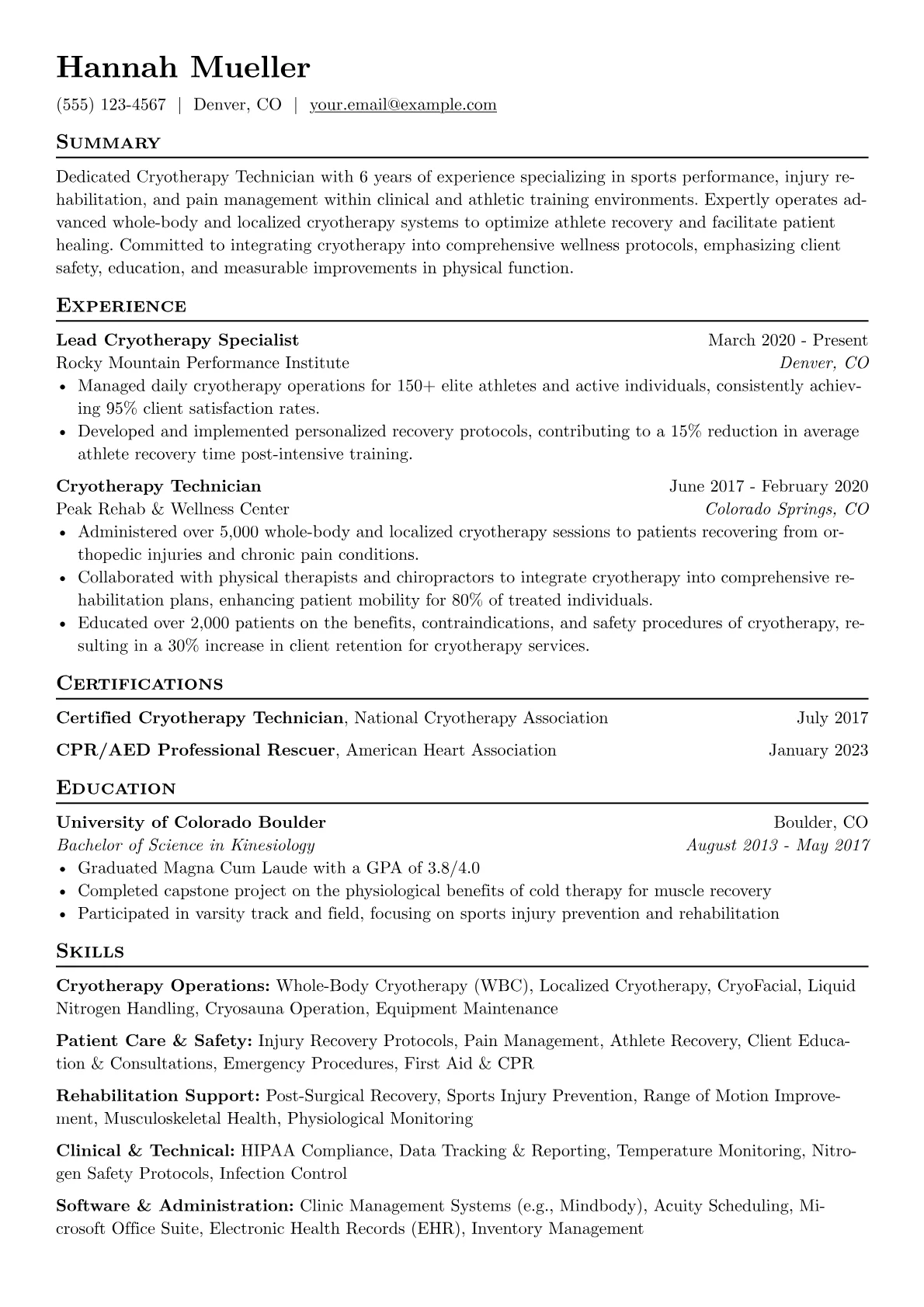 Cryotherapy Technician version - Page 1