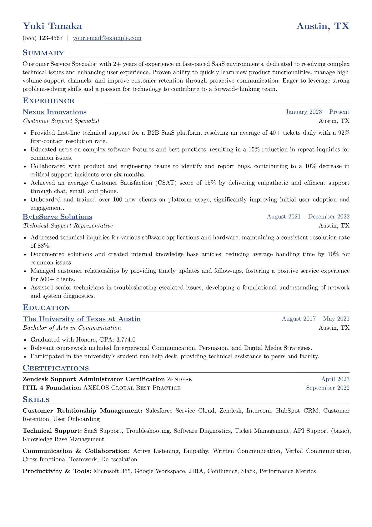 SaaS Customer Service version - Page 1