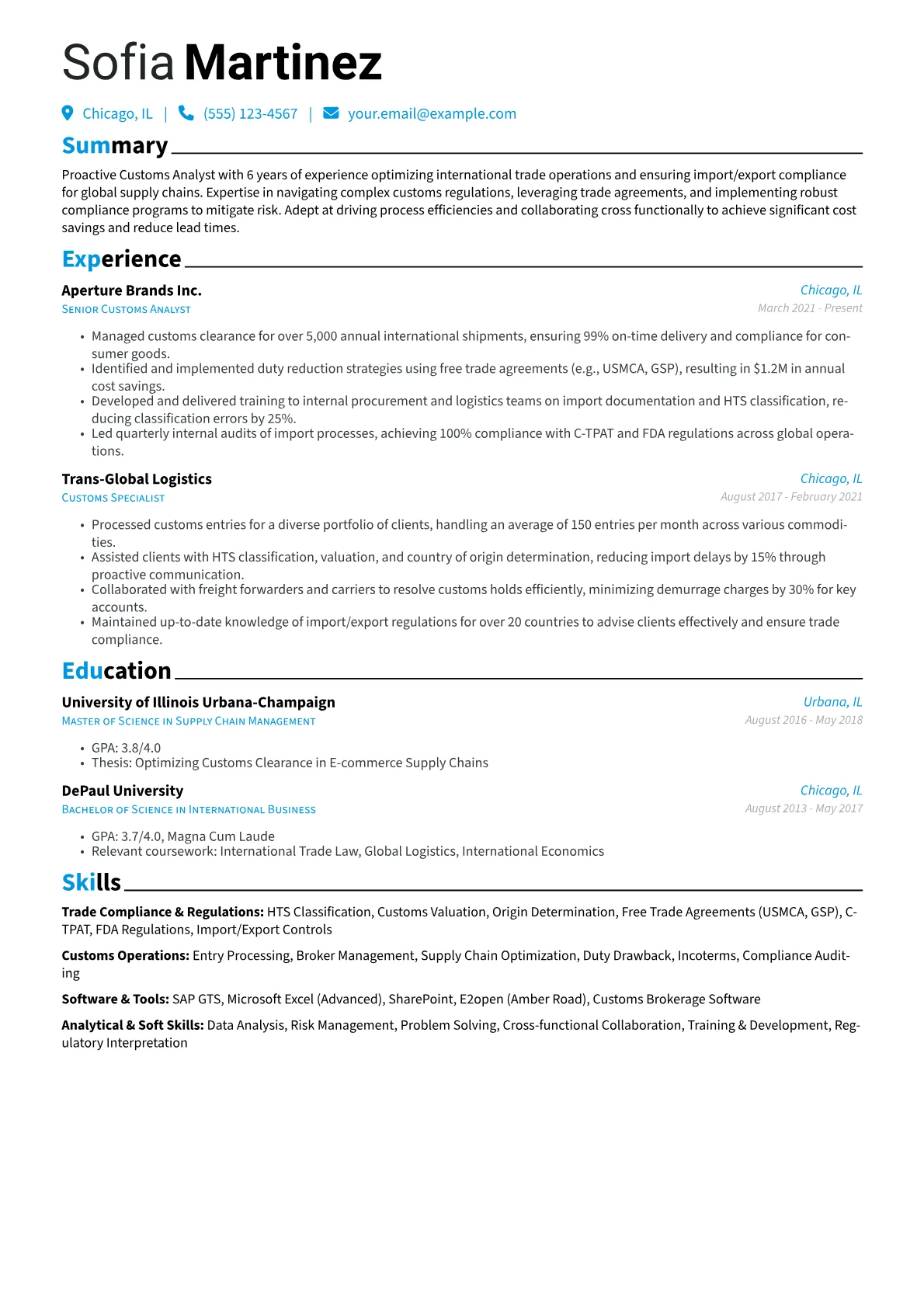 Customs Analyst version - Page 1
