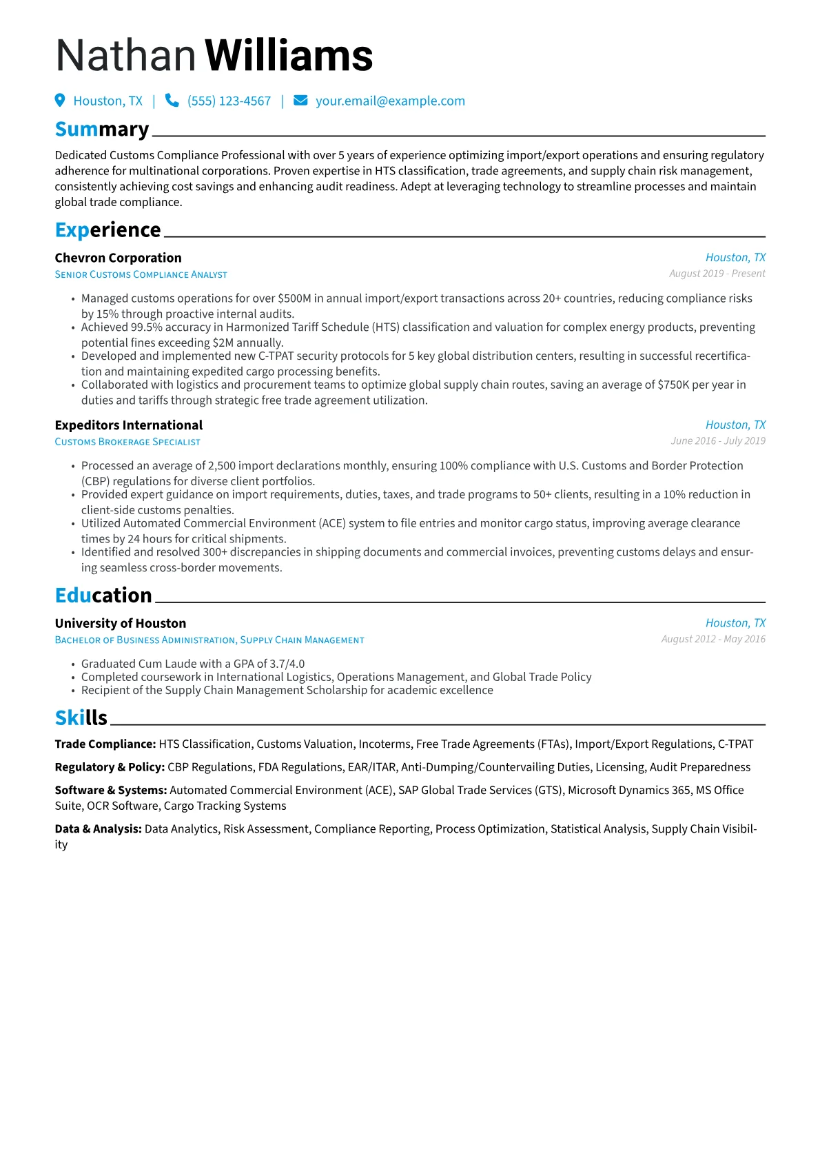 Customs Compliance version - Page 1
