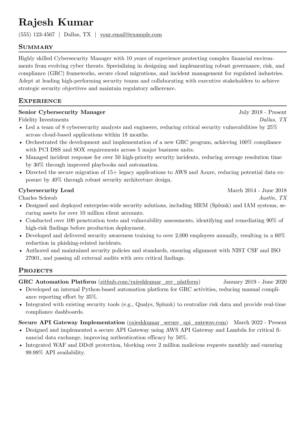 Cybersecurity Manager version - Page 1