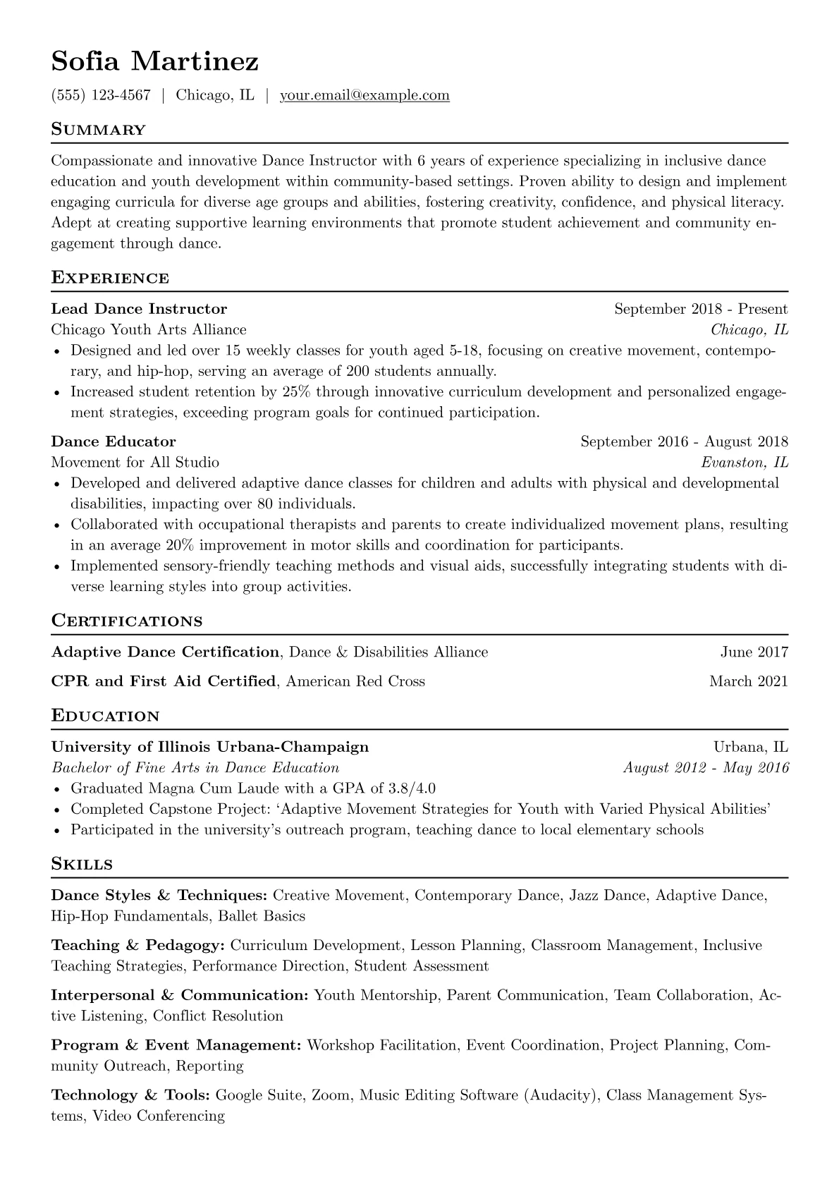 Dance Instructor version - Page 1