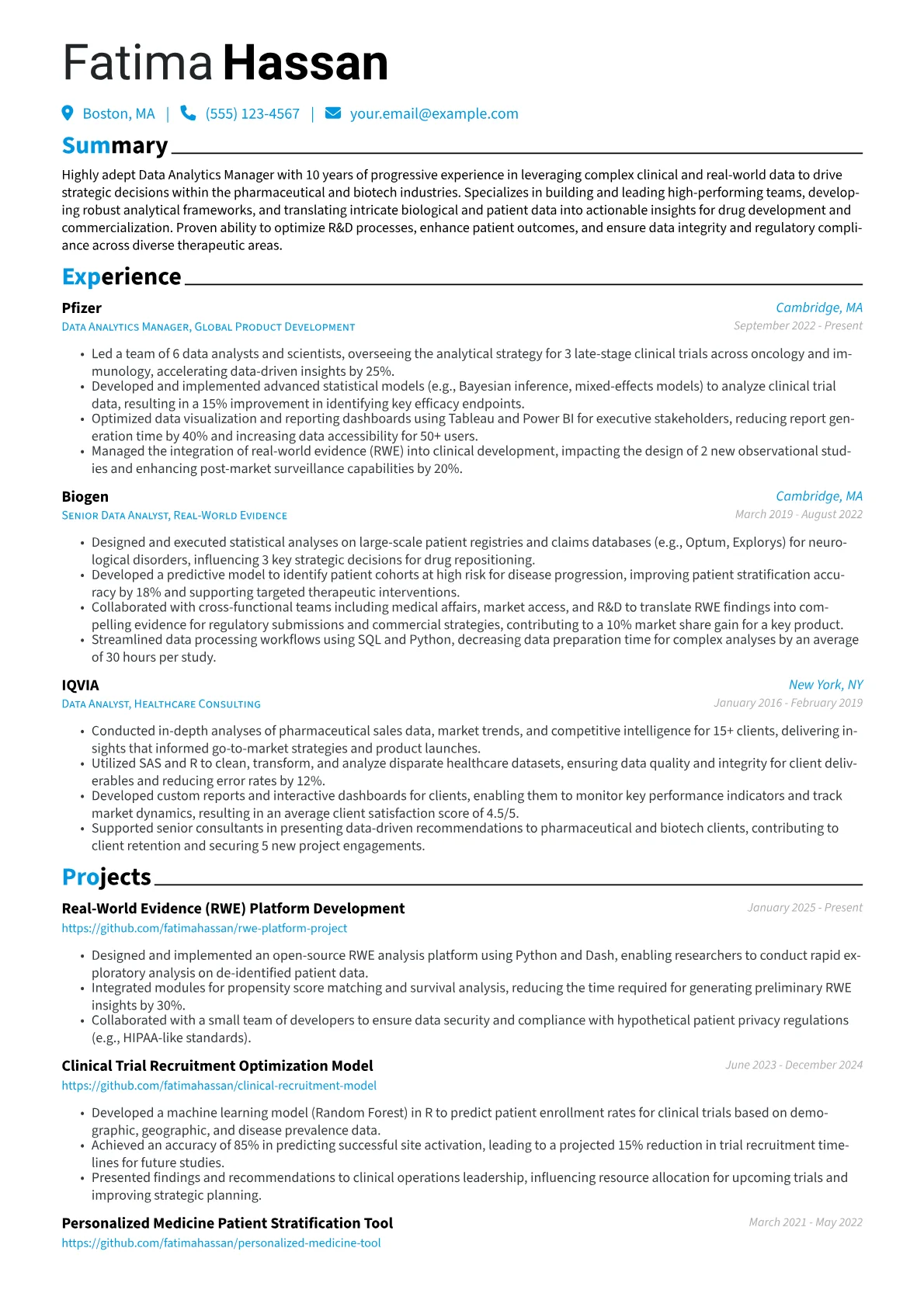 Data Analytics Manager resume example, Data Analytics Manager, page 1