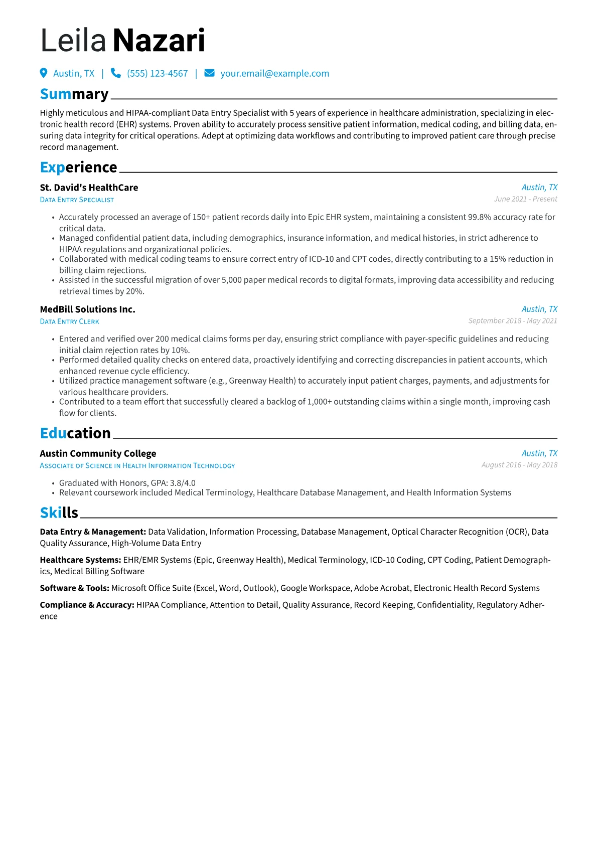 Healthcare Data Entry version - Page 1