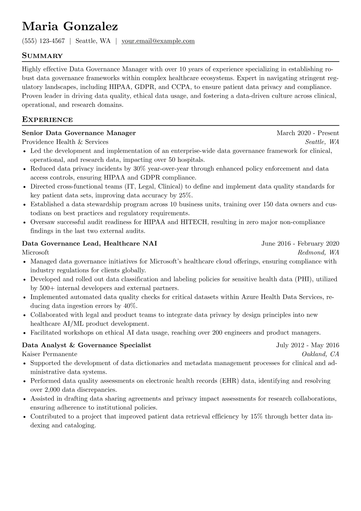 Healthcare Data version - Page 1