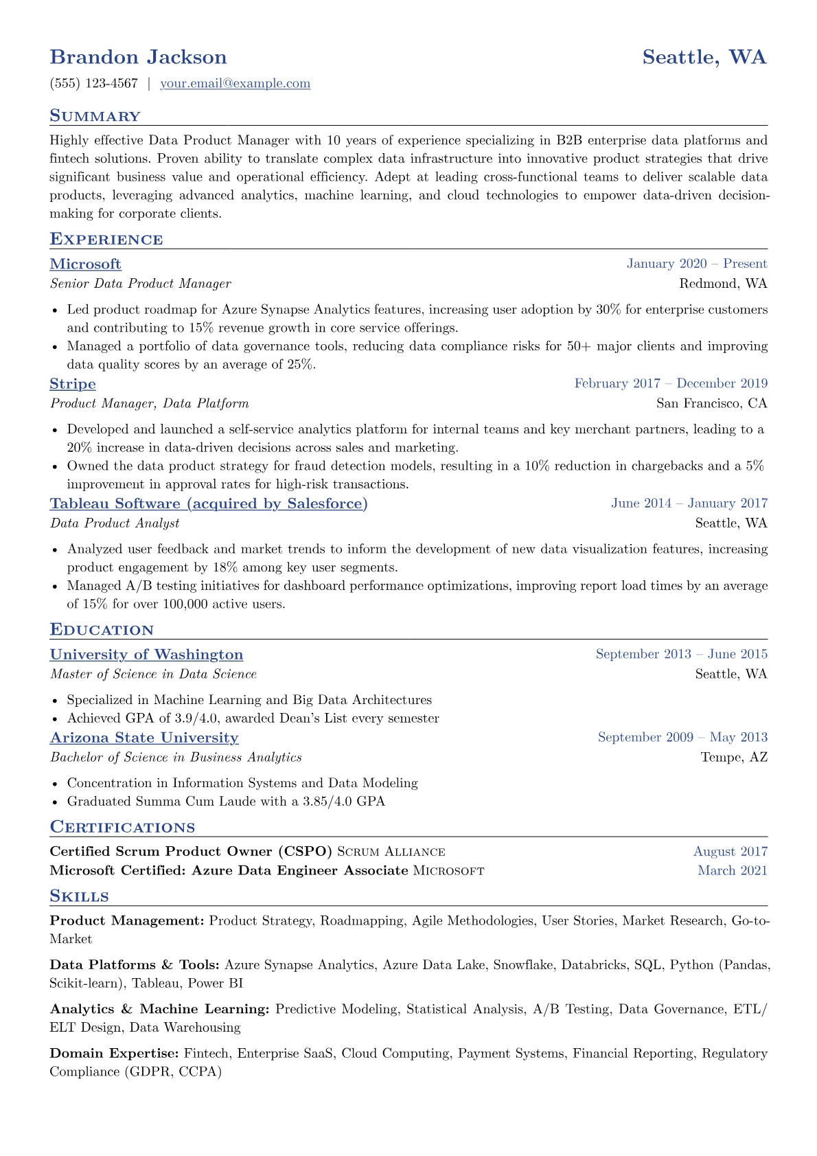 Data Product Manager version - Page 1
