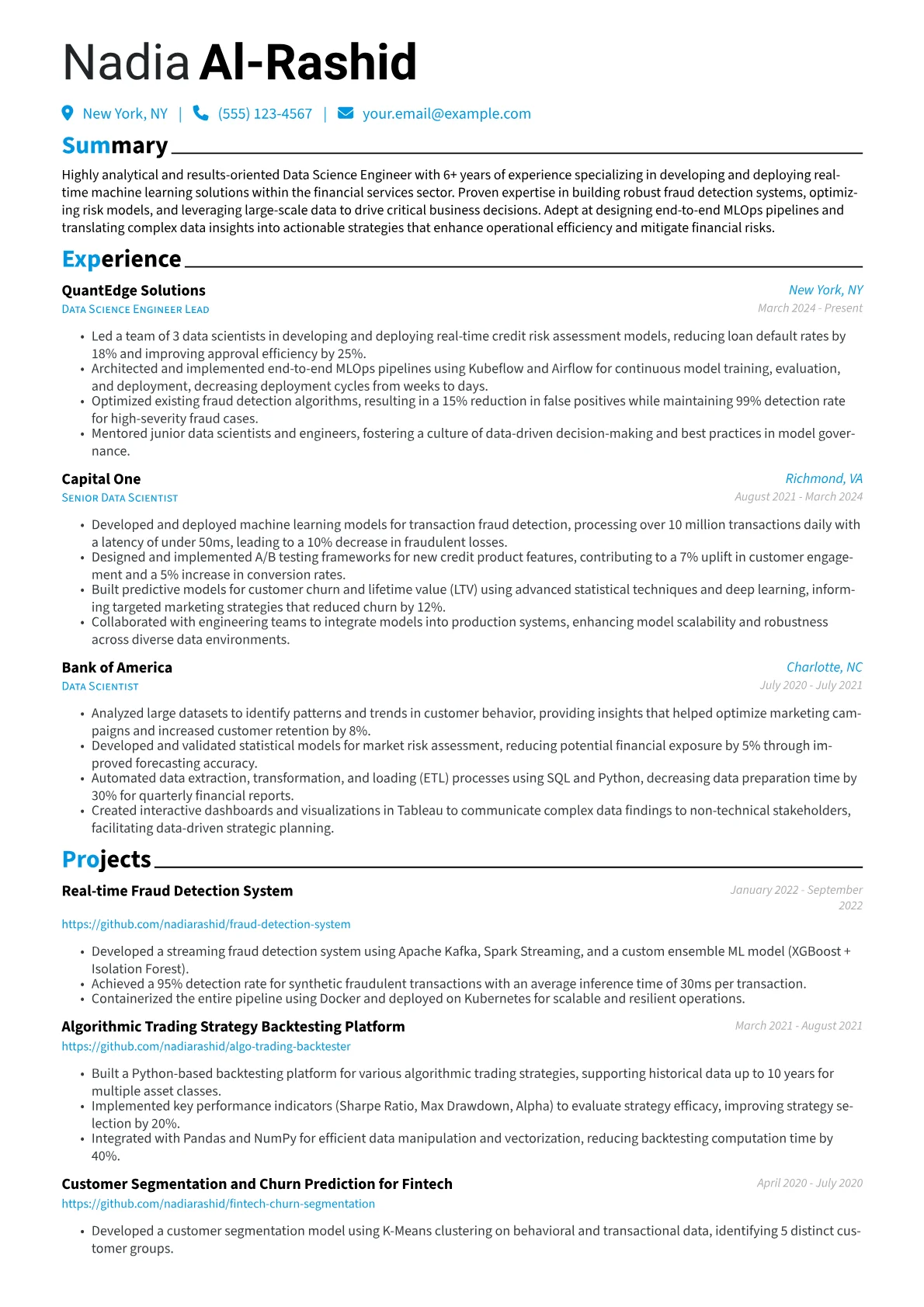 Data Science Engineer resume example, Data Science Engineer, page 1