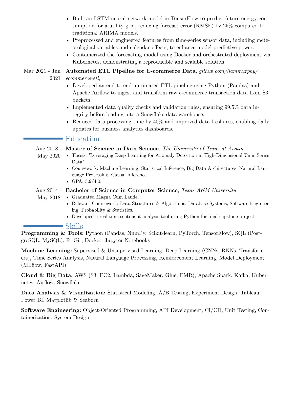 Data Science Engineer resume example, Career changer, page 2