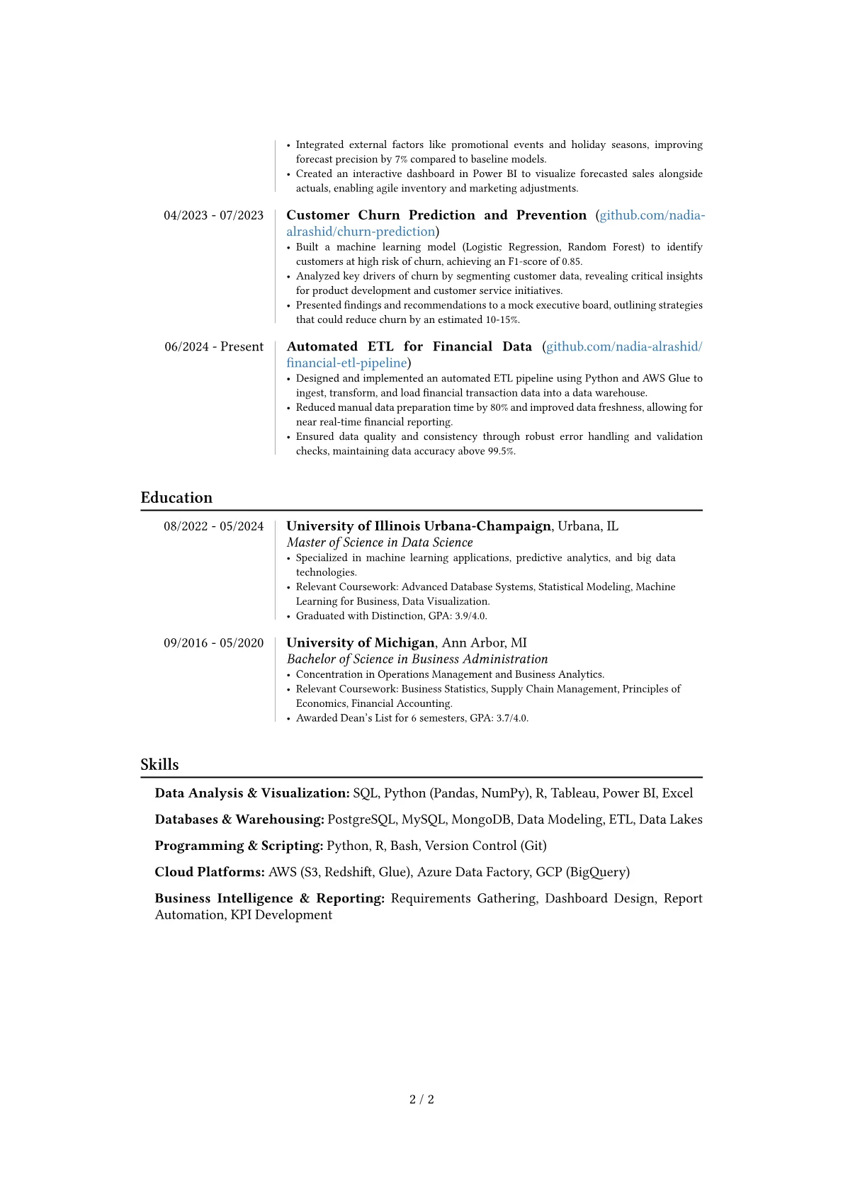 Data Specialist resume example, Career changer, page 2