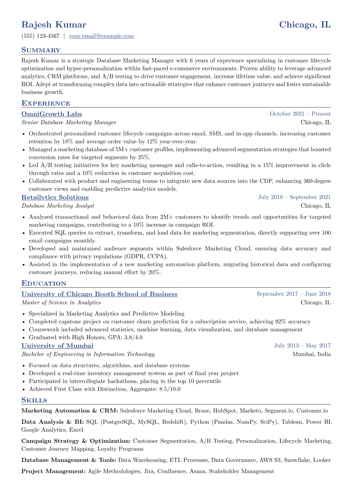 Database Marketing version - Page 1