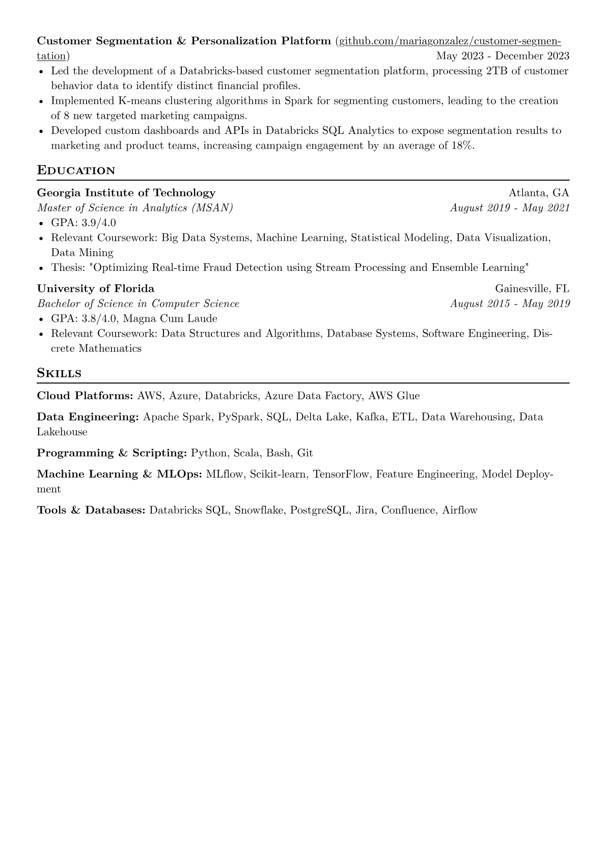 Databricks Developer resume example, Databricks Developer, page 2