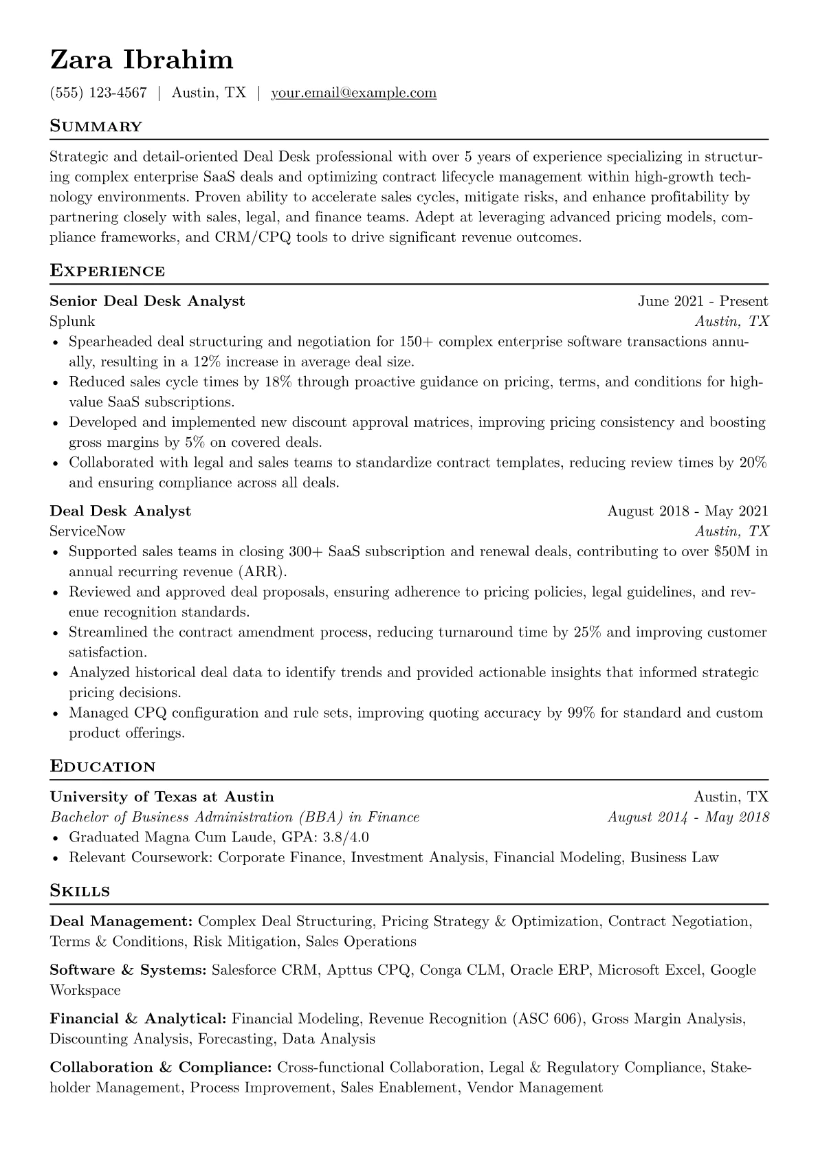 Deal Desk Analyst version - Page 1