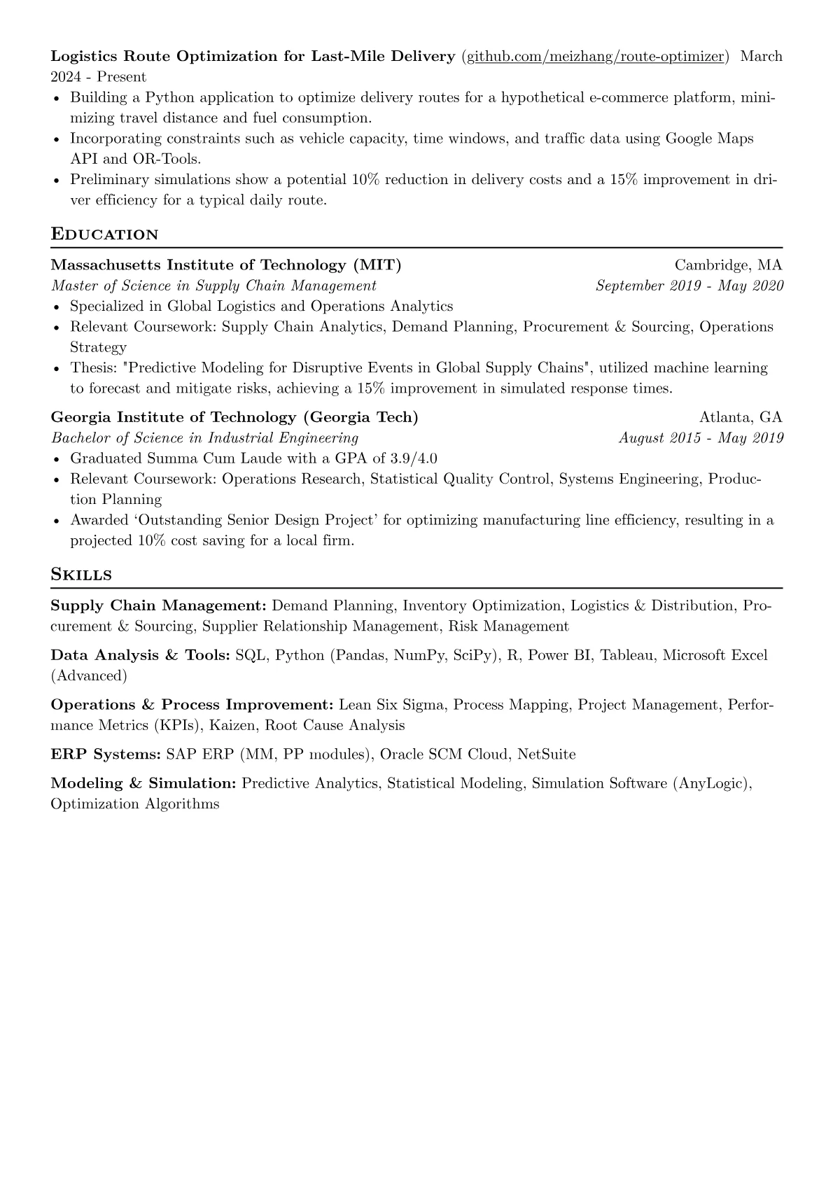 Dell resume example, Supply Chain Management, page 2