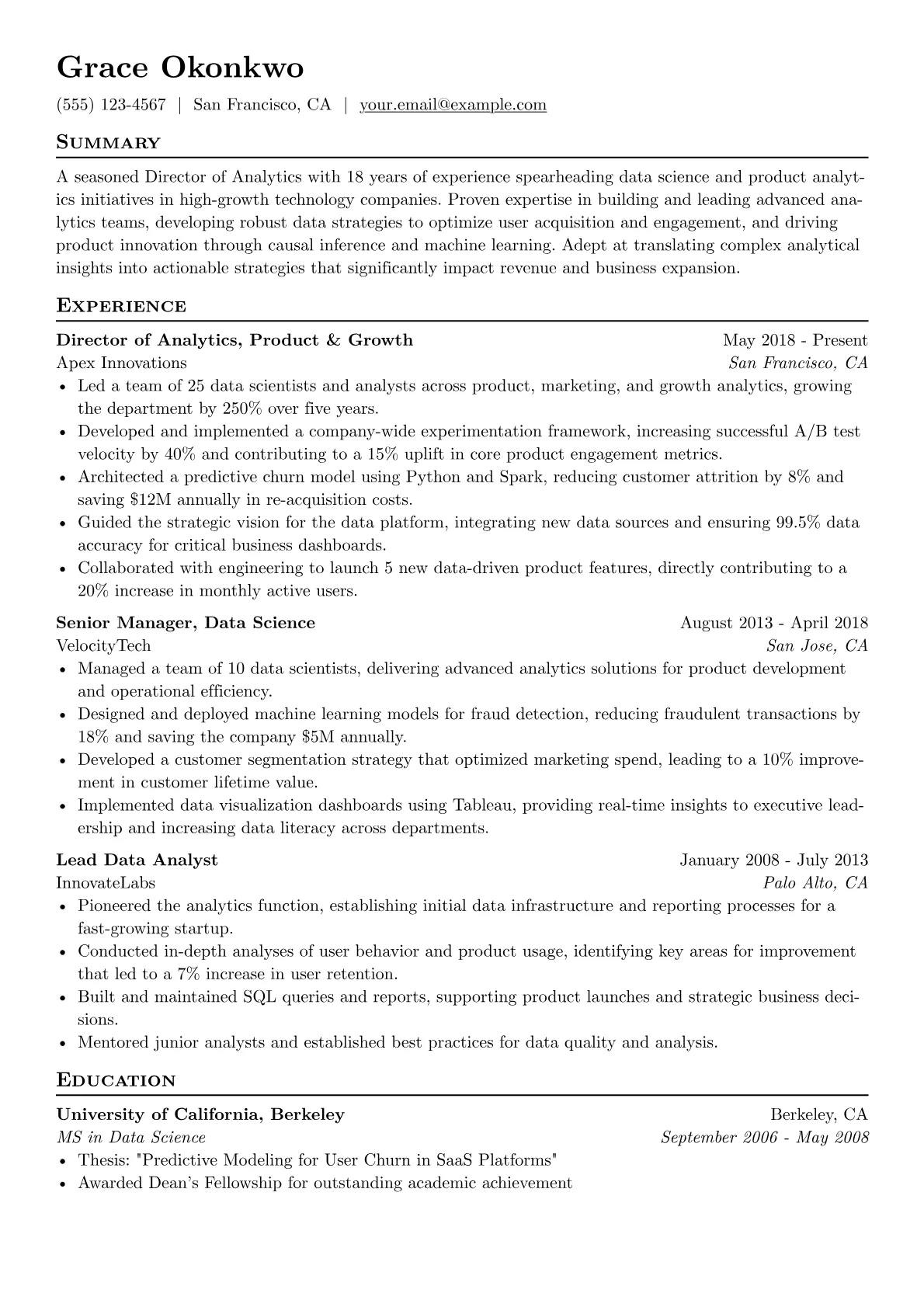 Director of Analytics version - Page 1
