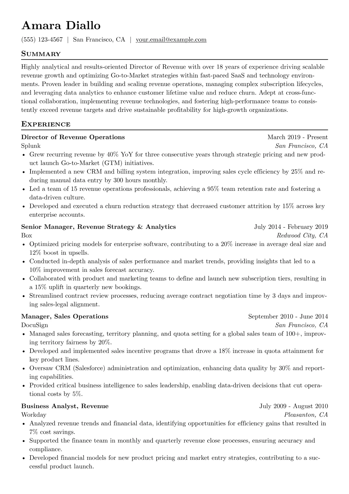 SaaS Revenue Operations version - Page 1