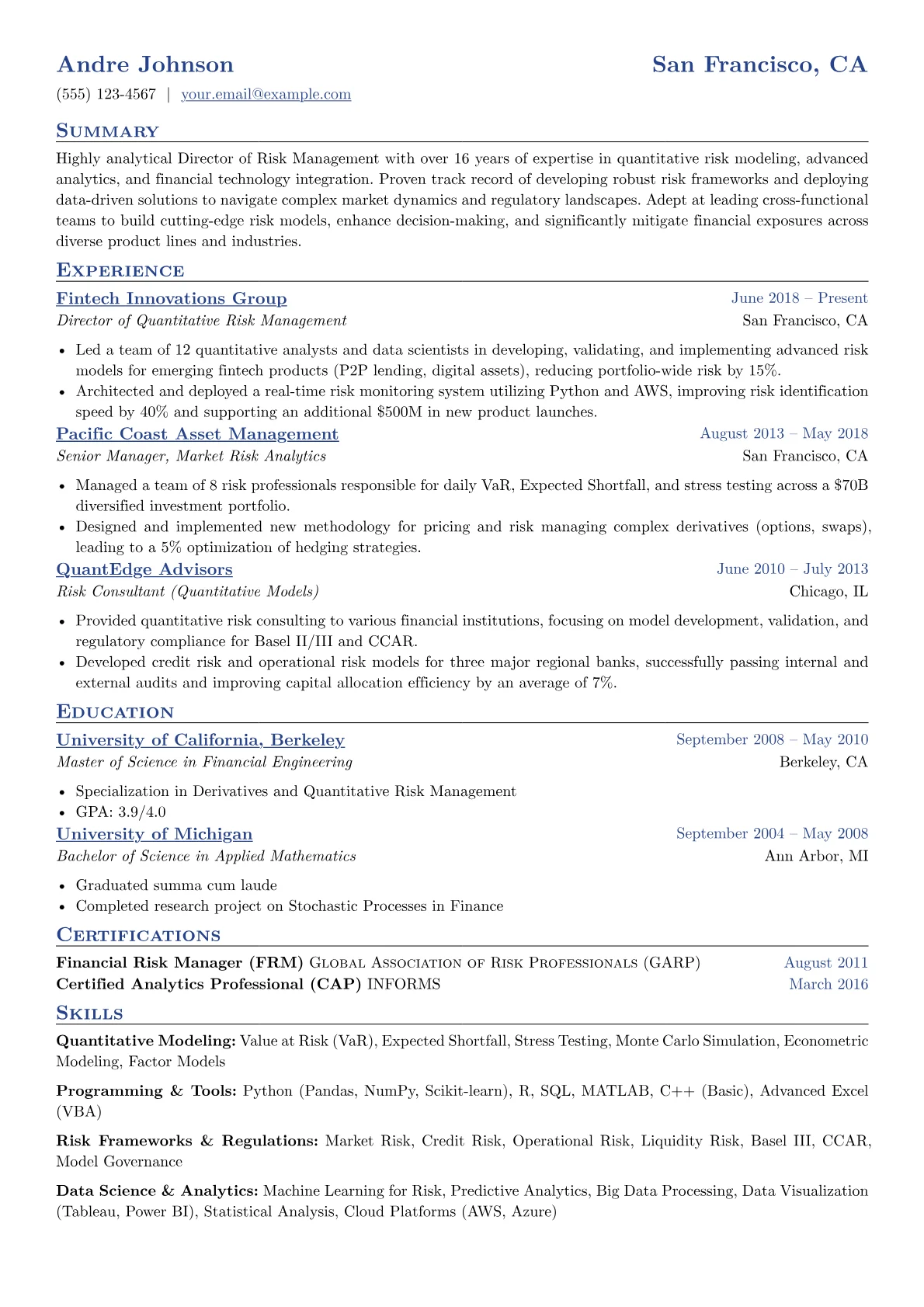 Quantitative Risk version - Page 1