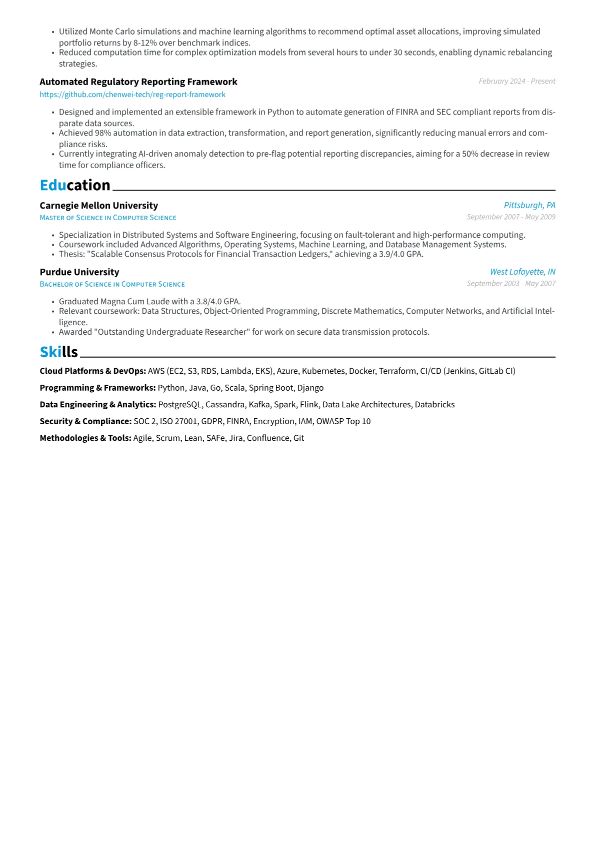 Director of Technology resume example, FinTech SaaS Specialist, page 2