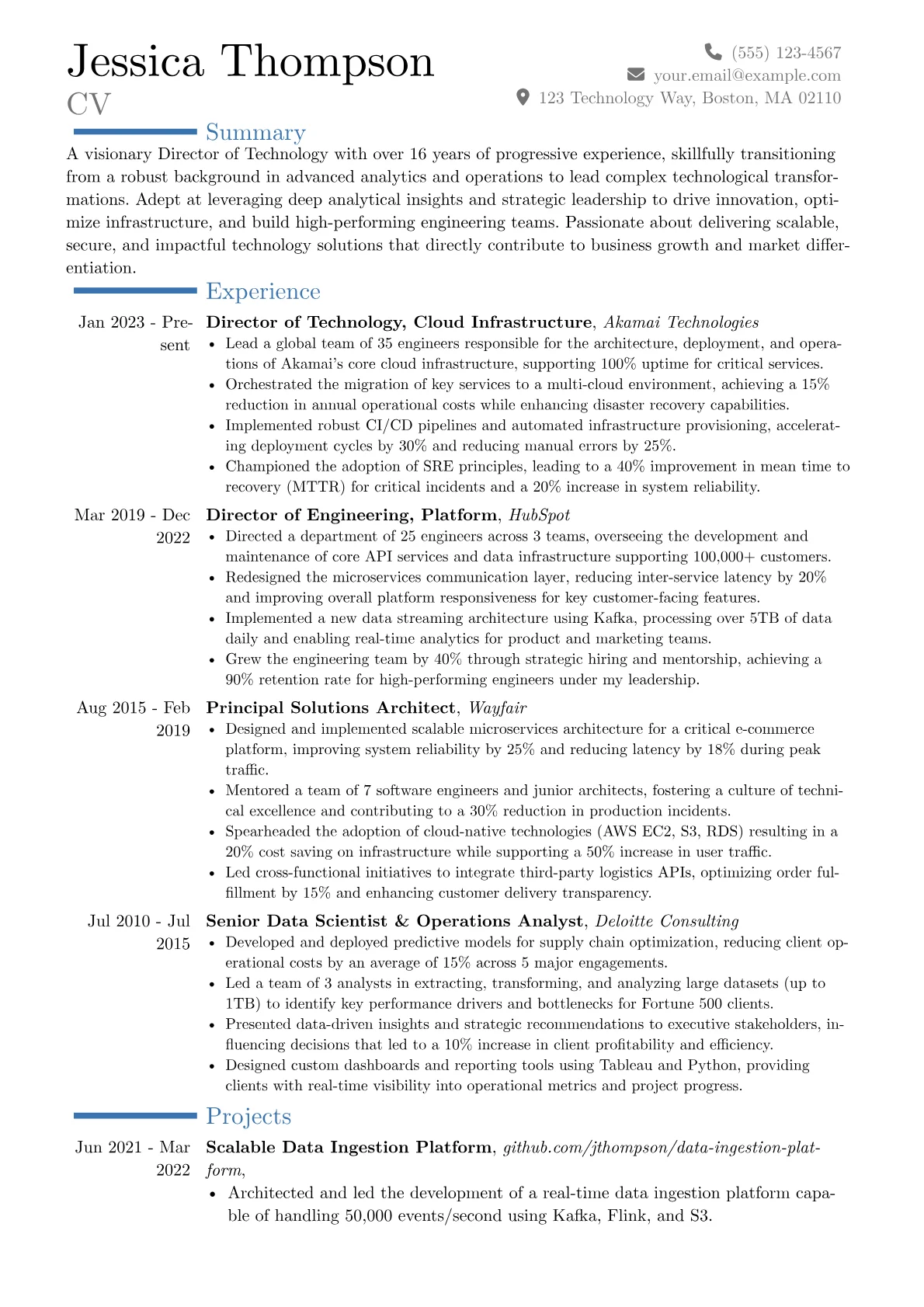 Director of Technology resume example, Career changer, page 1