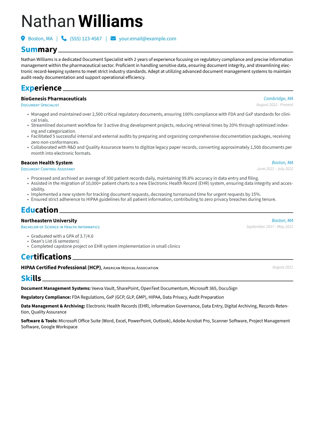 Document Specialist version - Page 1
