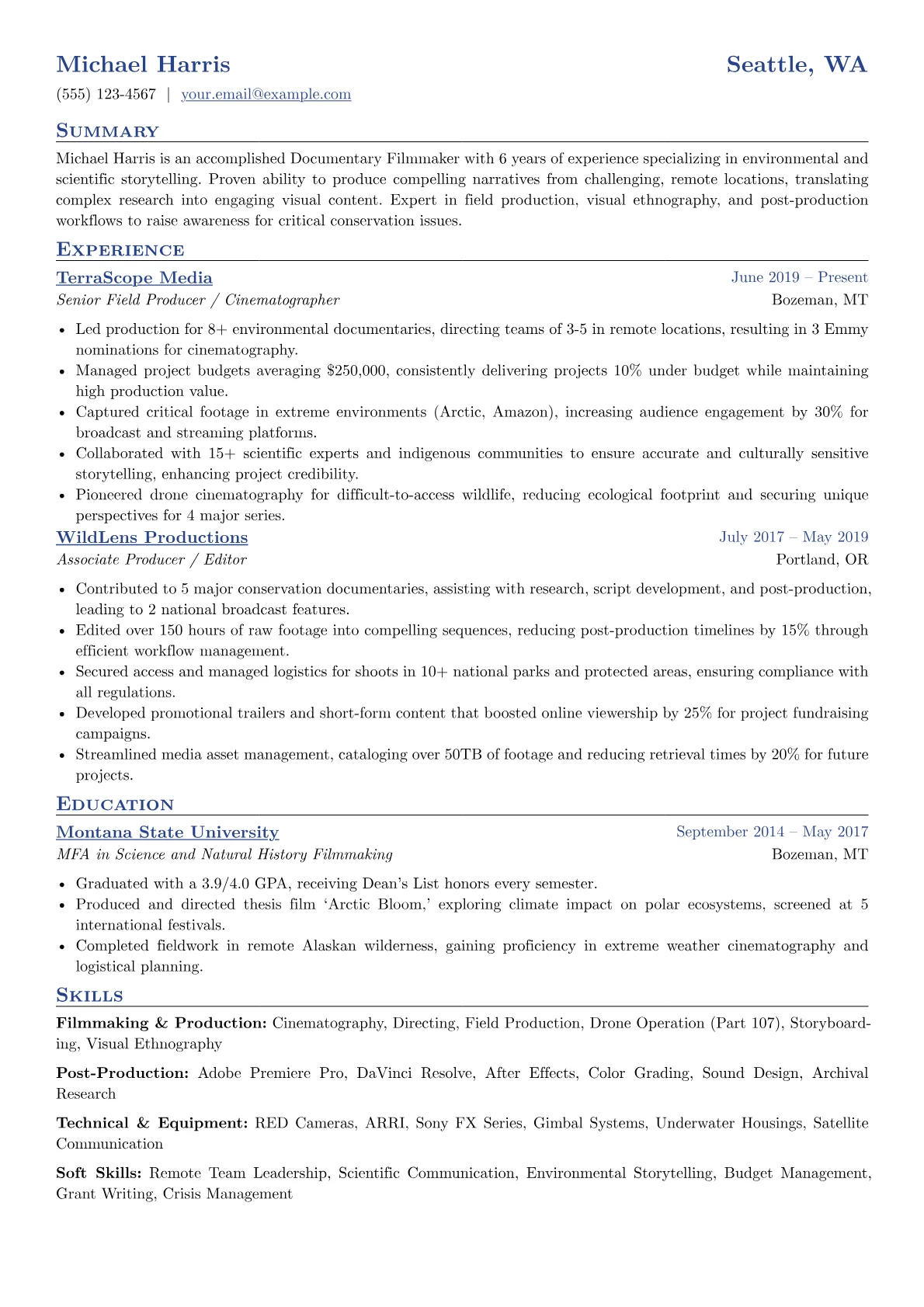 Documentary Filmmaker version - Page 1