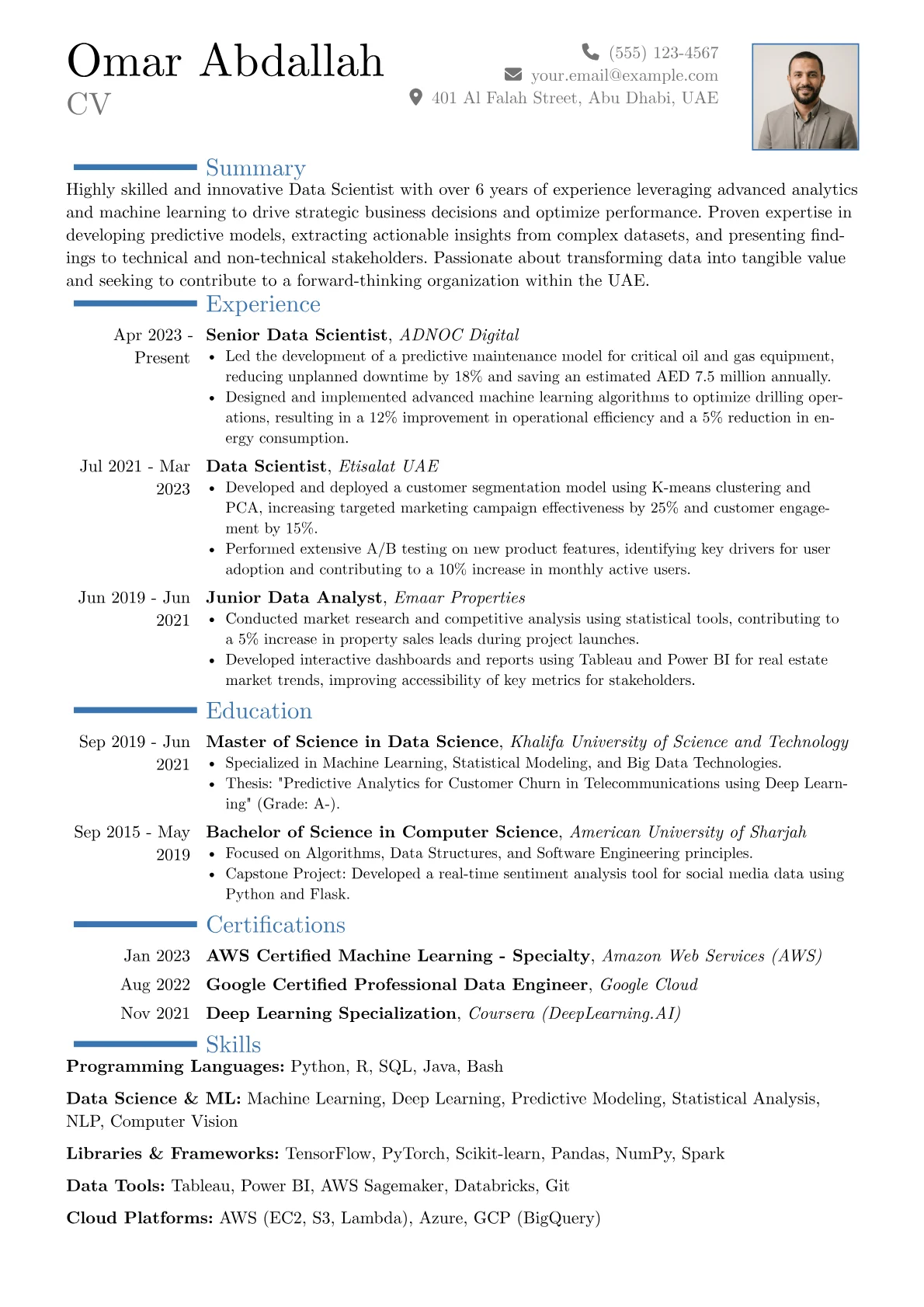 Dubai CV Example version - Page 1