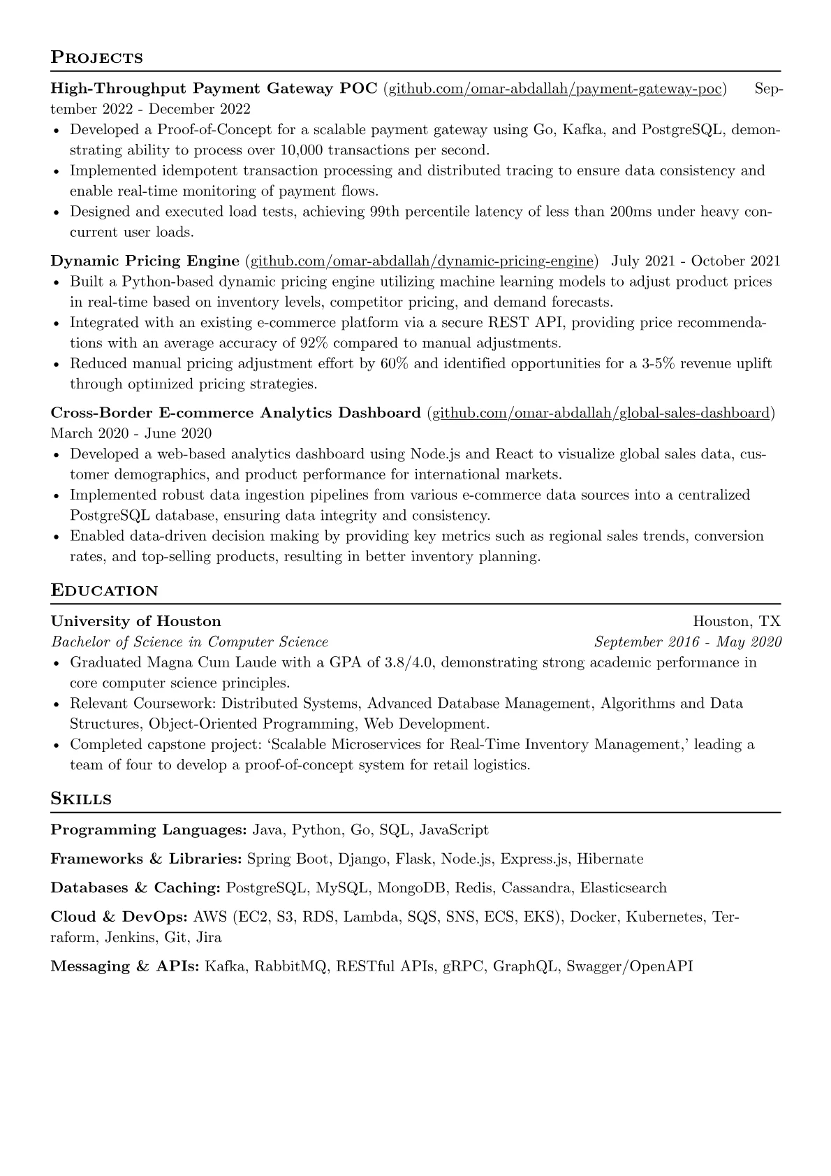 E-commerce Backend Developer resume example, E-commerce Backend, page 2