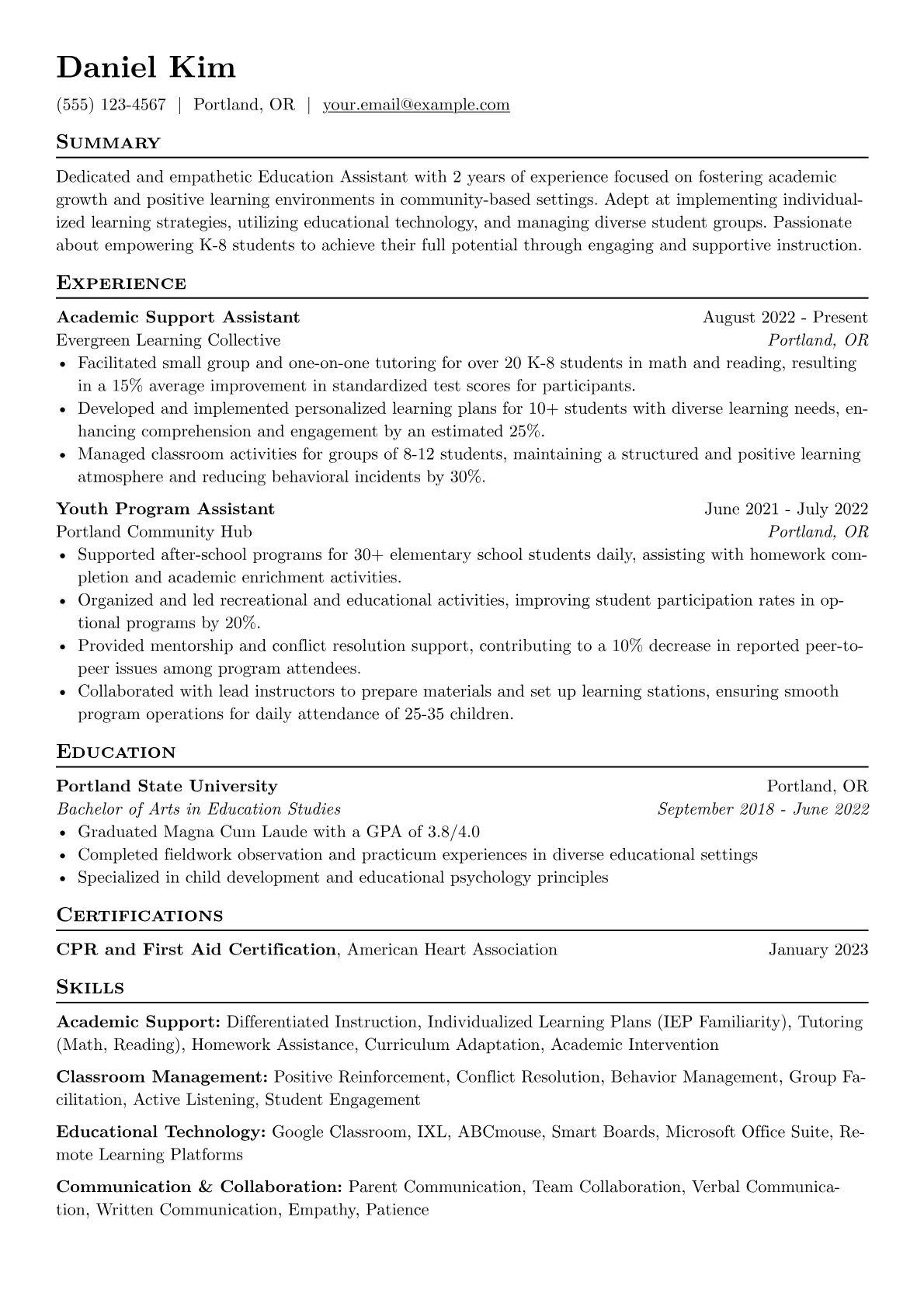 Education Assistant version - Page 1