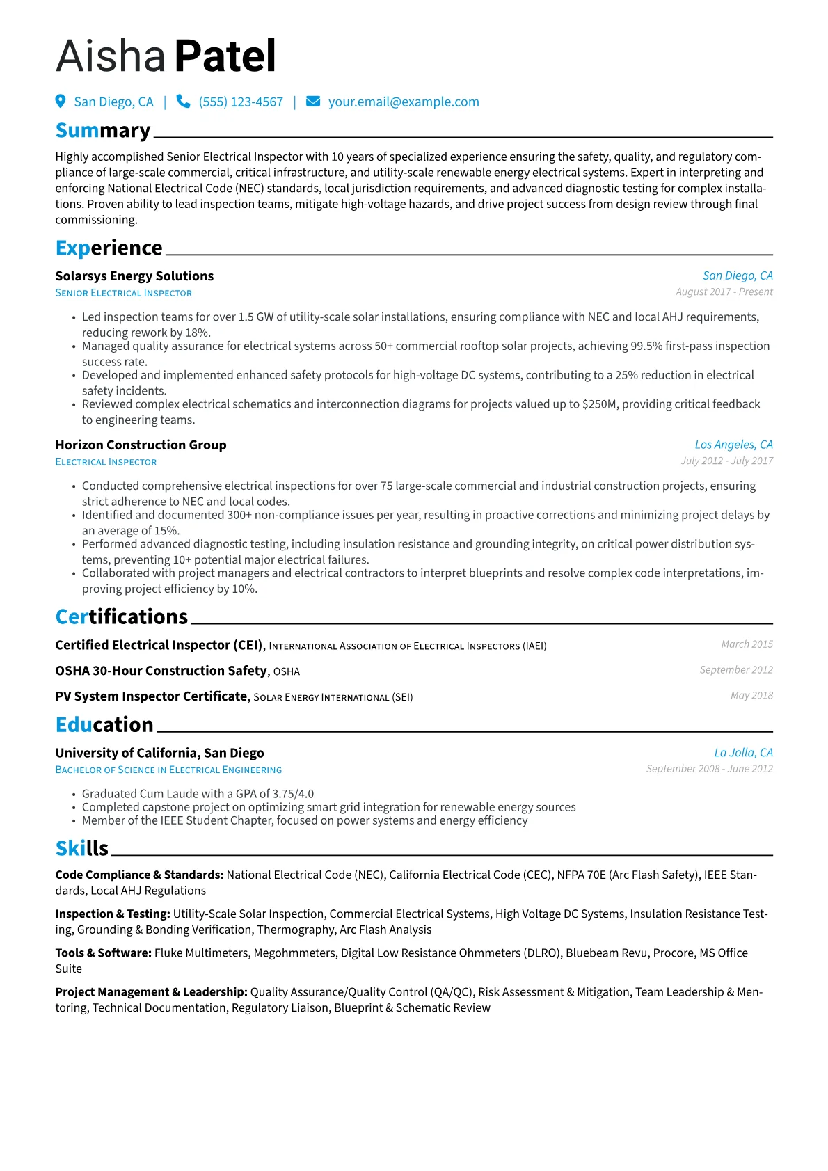 Electrical Inspector version - Page 1