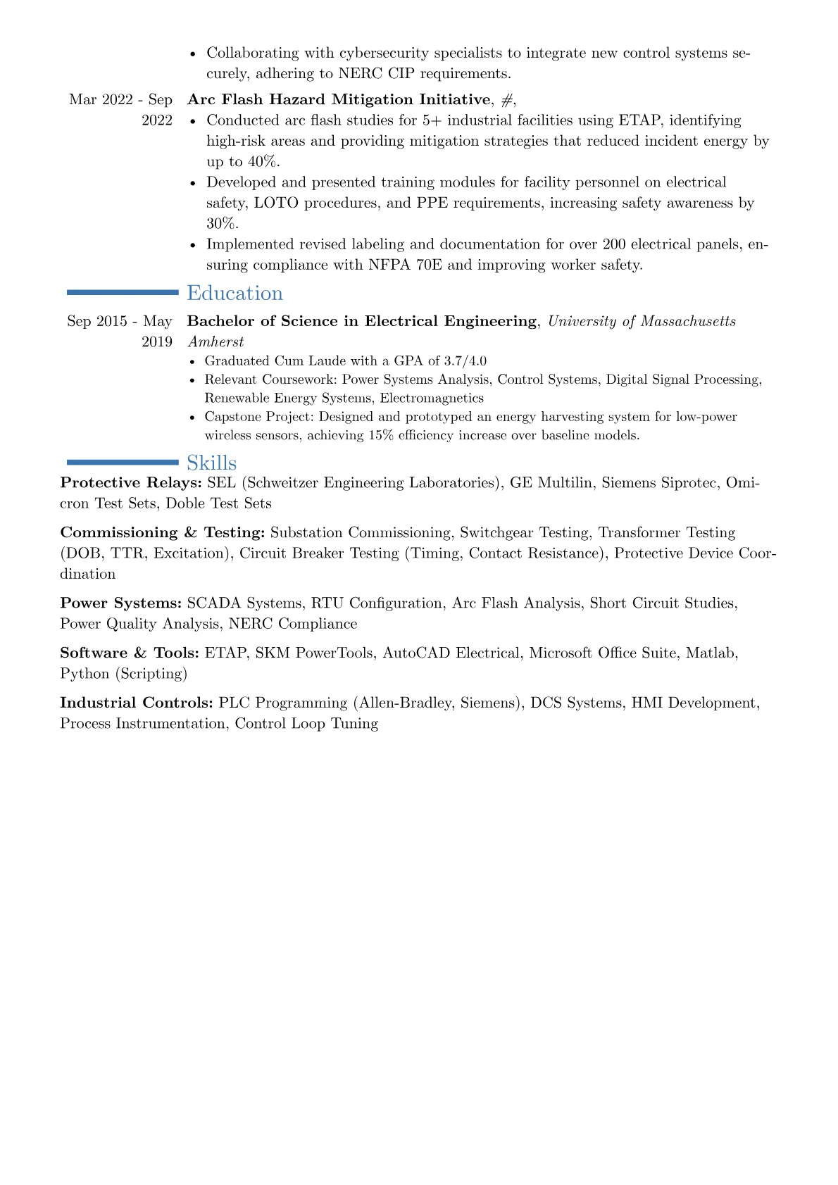Electrical Testing and Commissioning Engineer resume example, Career changer, page 2