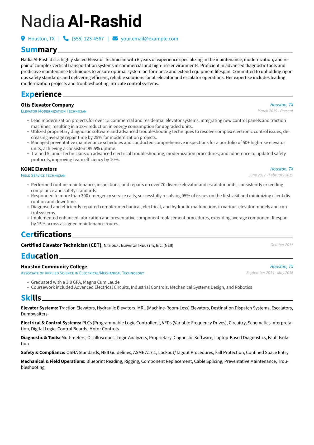 Elevator Technician version - Page 1