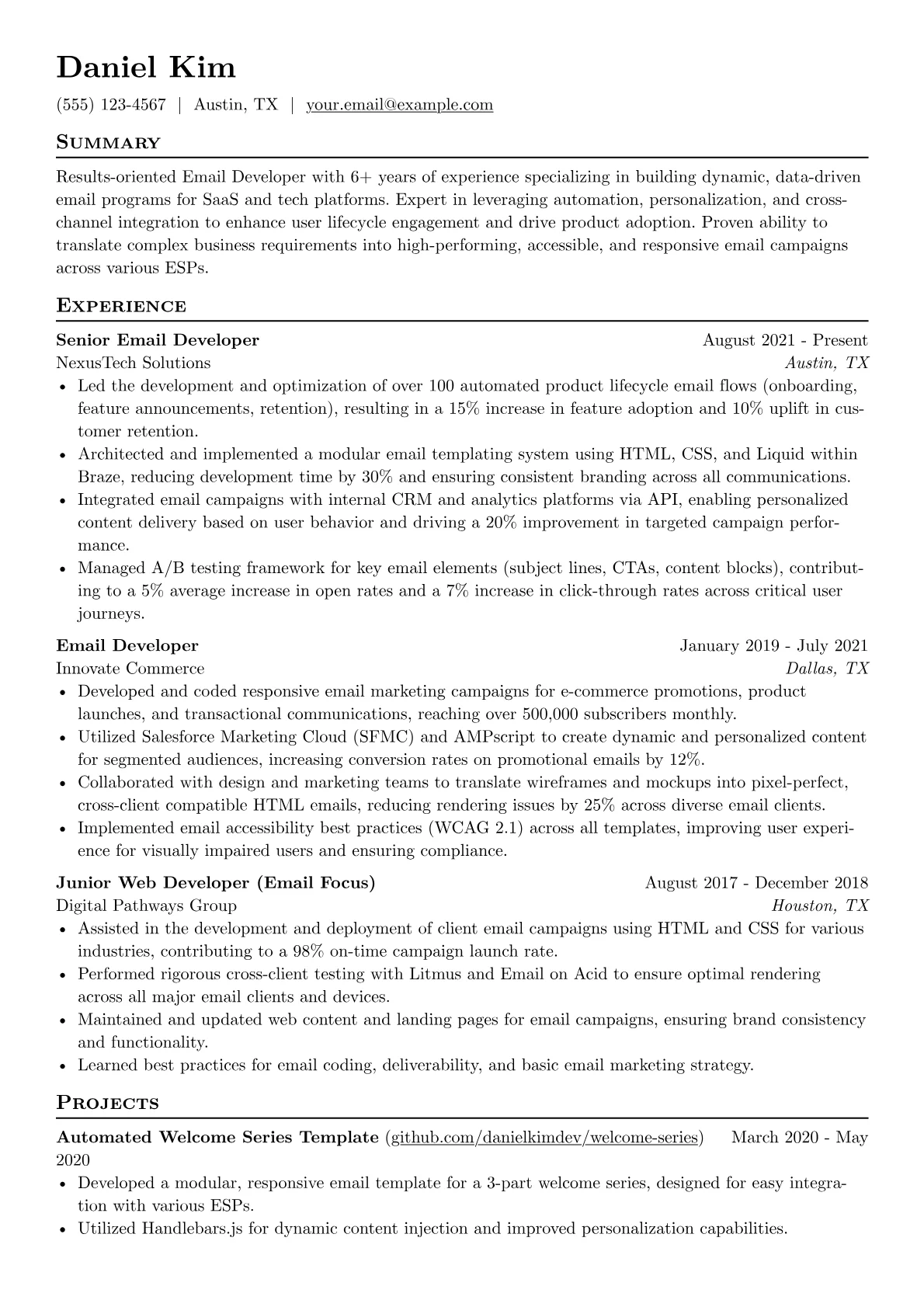 Email Developer version - Page 1