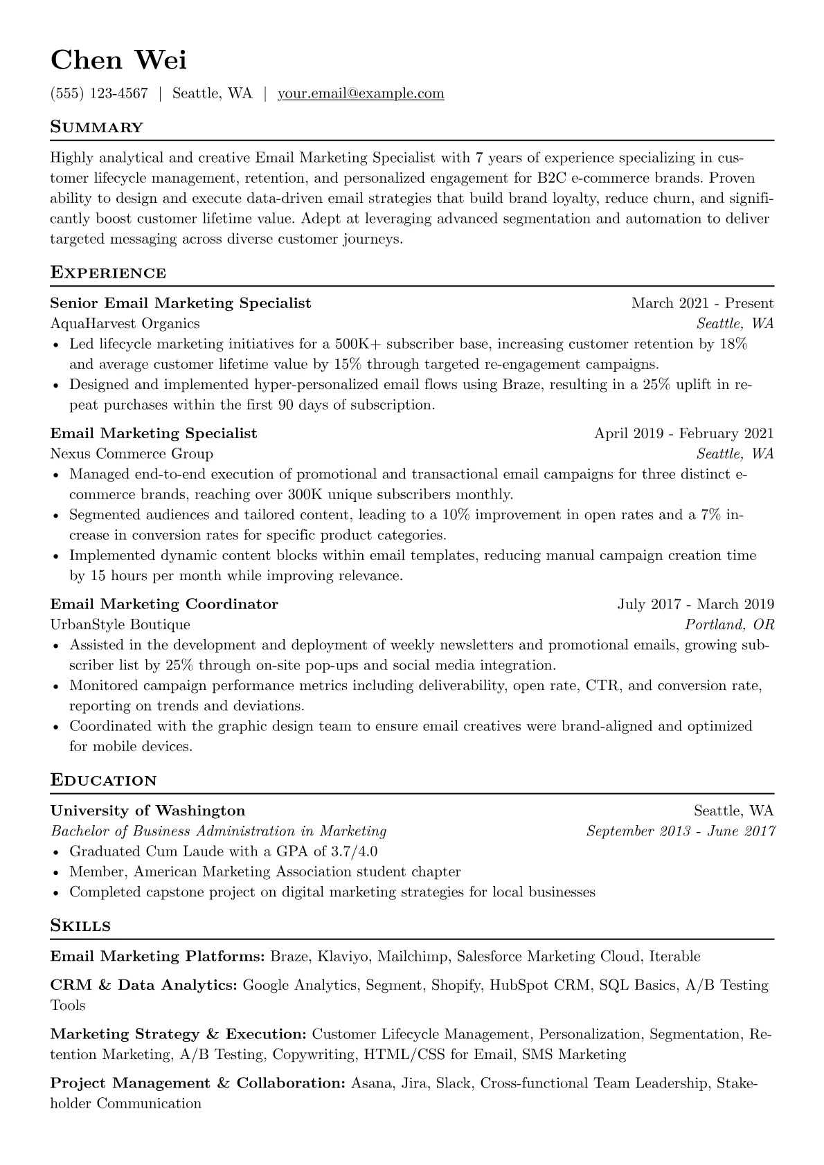 Email Marketing Specialist version - Page 1