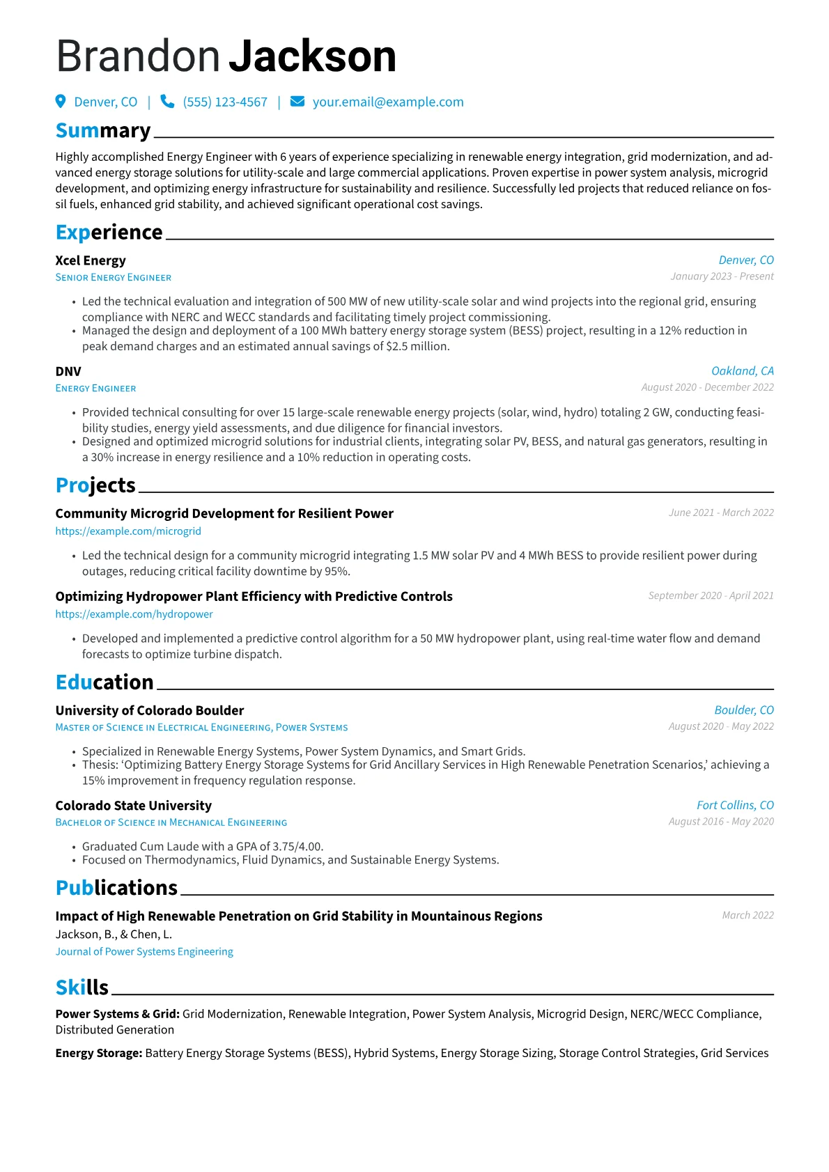 Energy Engineer resume example, Energy Engineer, page 1