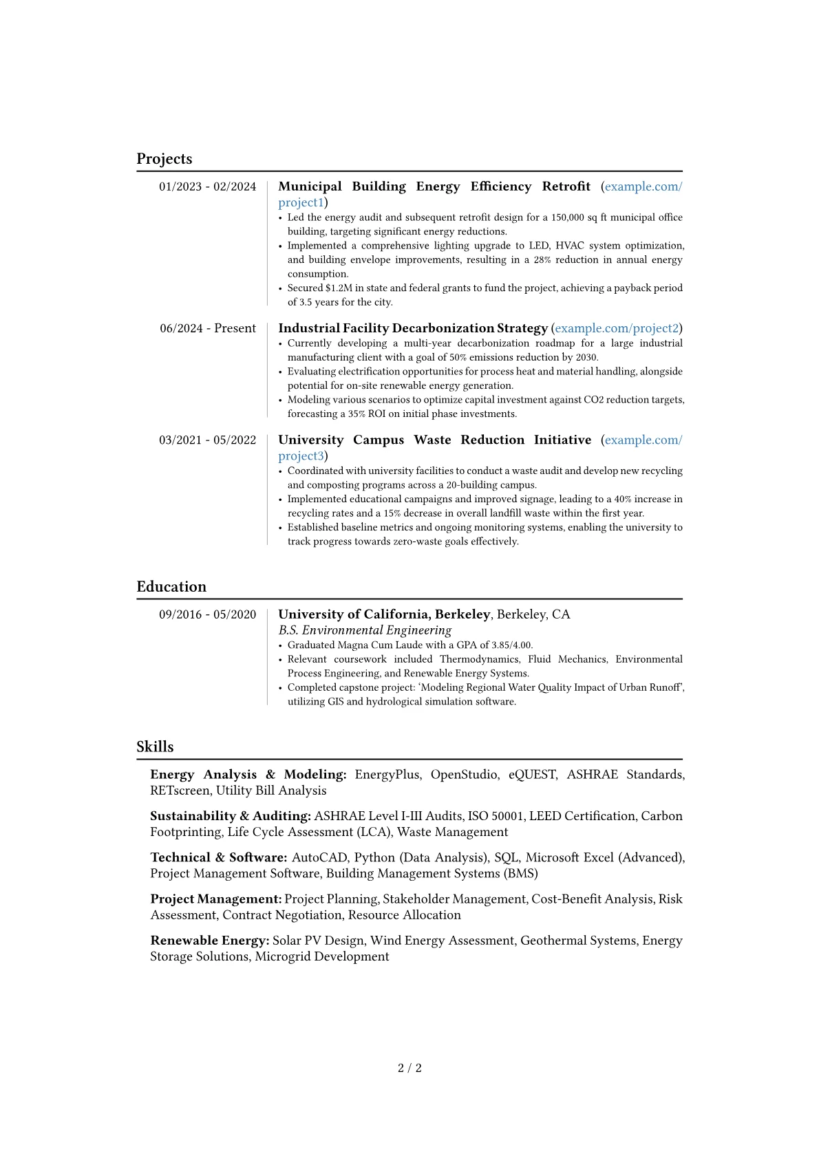Energy Engineer resume example, Career changer, page 2