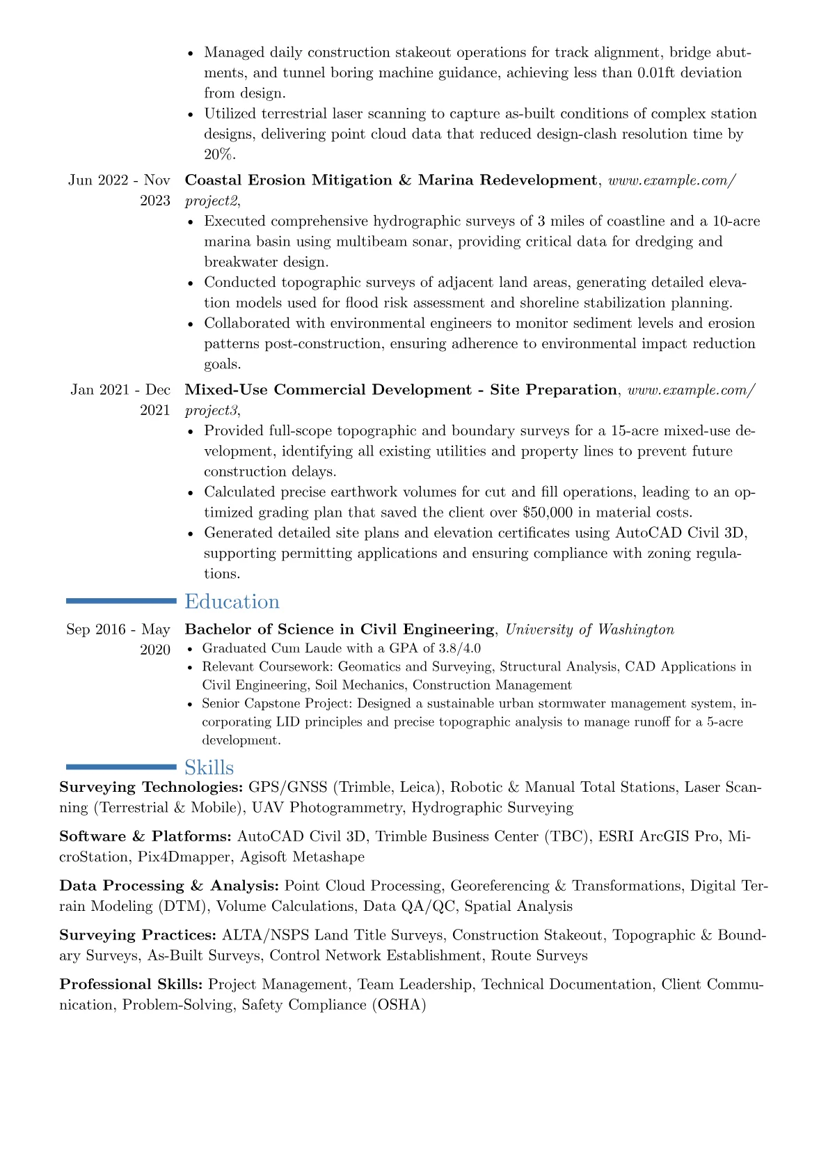 Engineering Surveyor resume example, Career changer, page 2