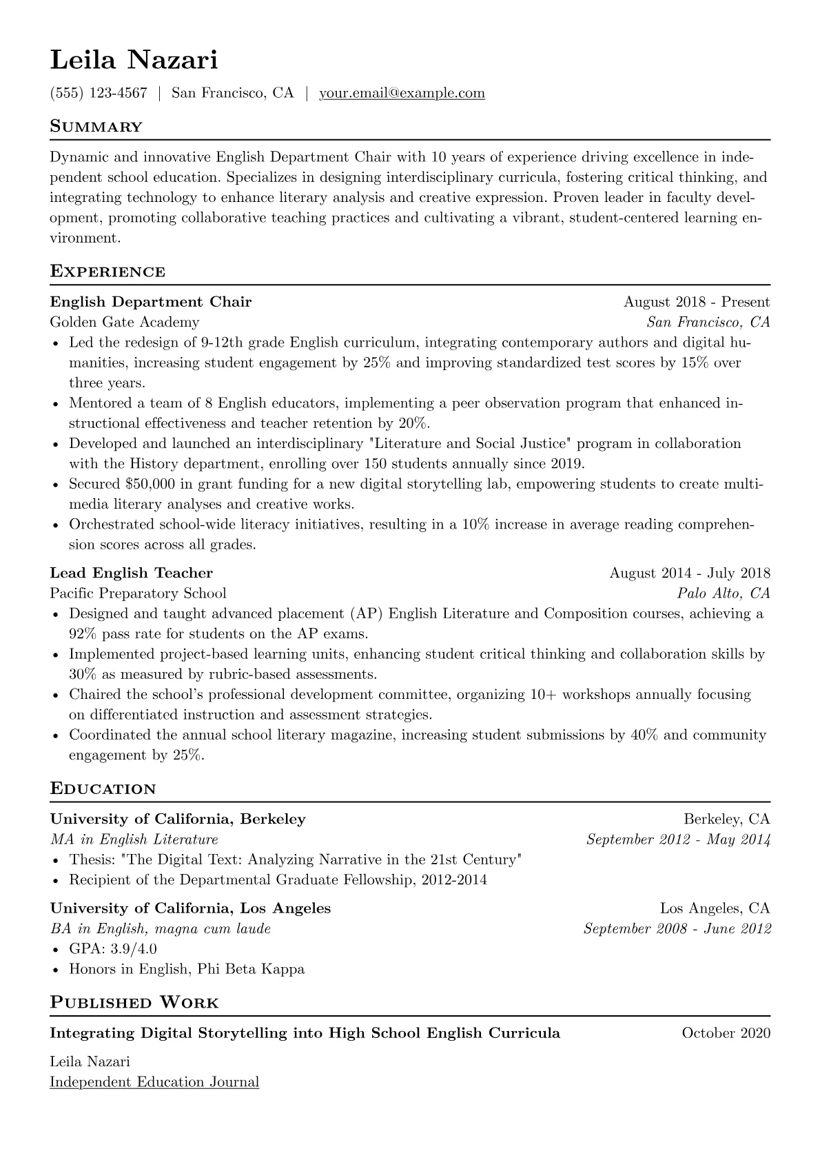 Independent School Focus version - Page 1