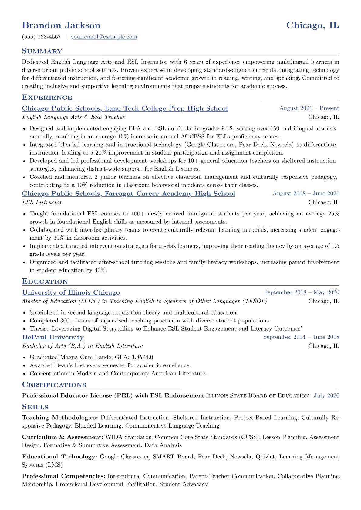 K-12 Urban ESL Specialist version - Page 1
