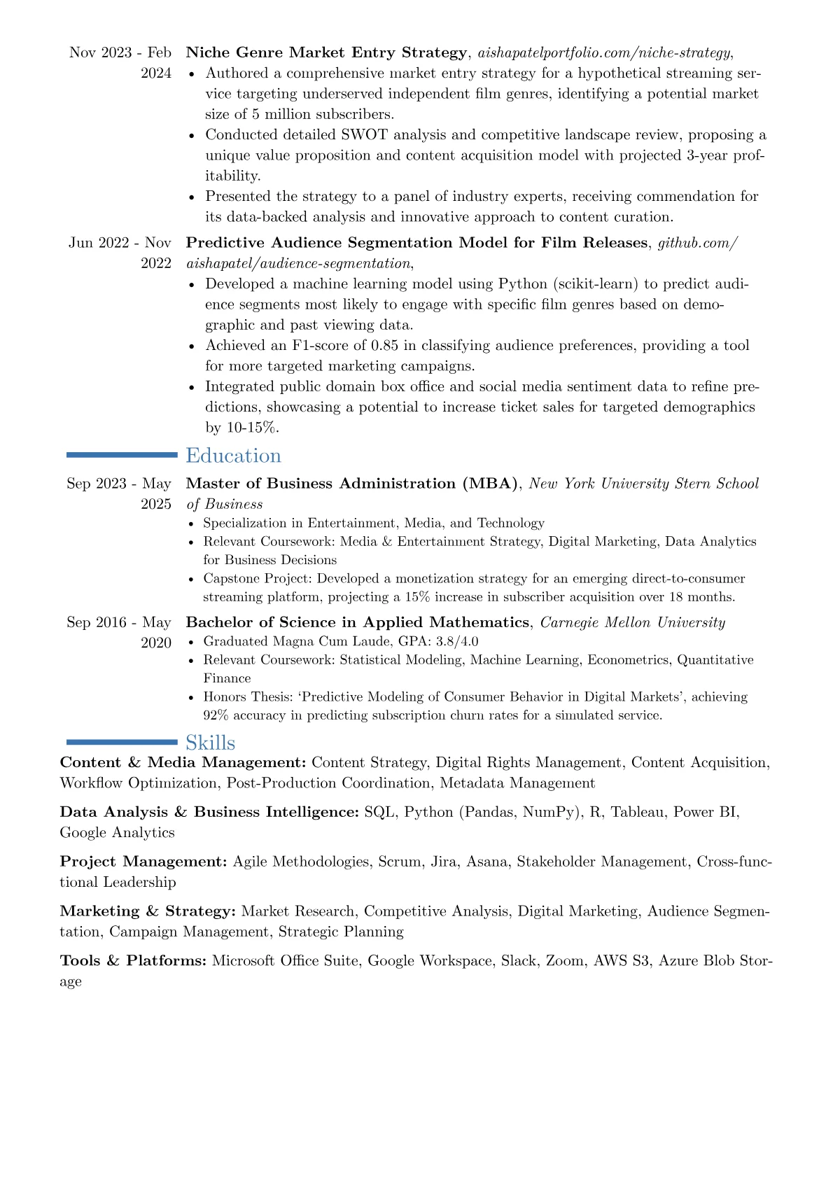 Entertainment Industry resume example, Career changer, page 2