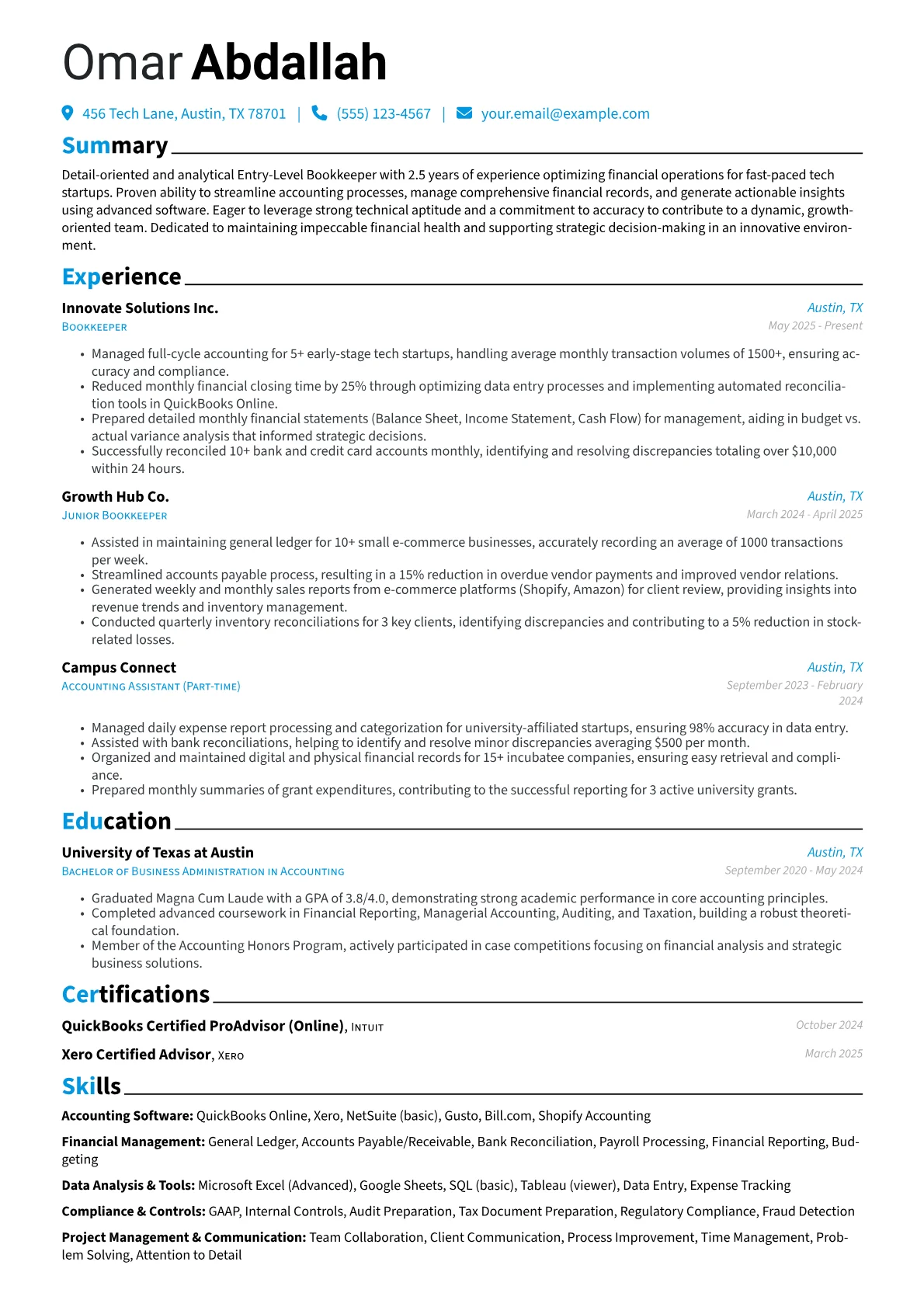 Entry-Level Bookkeeper version - Page 1