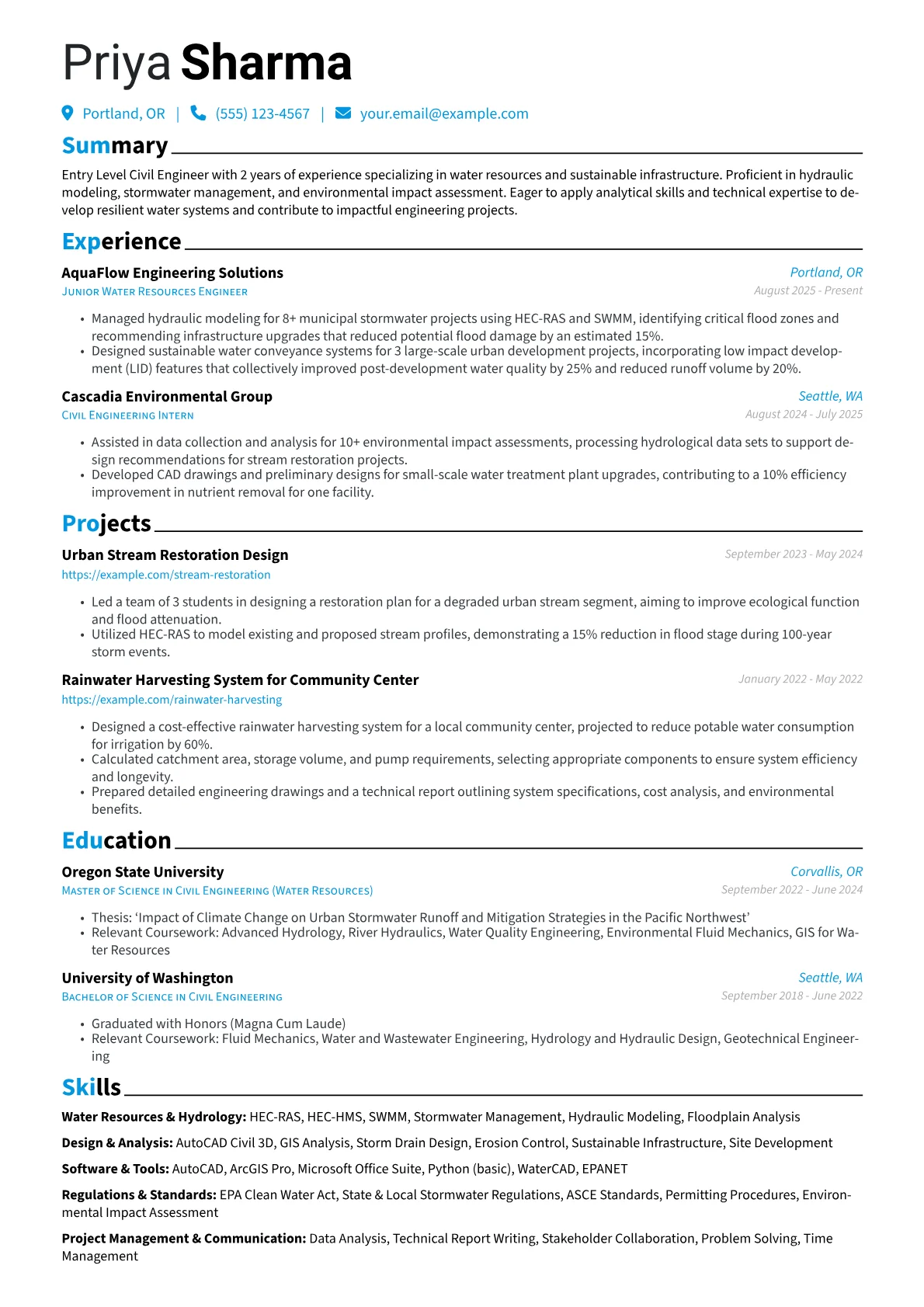 Entry Level Civil Engineer resume example, Default, page 1