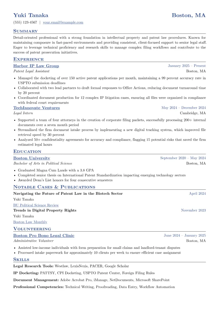 Entry-Level Paralegal Resume Examples + Free Template (2026)