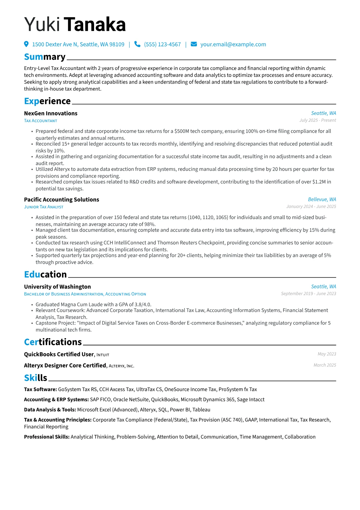 Entry-Level Tax Accountant version - Page 1