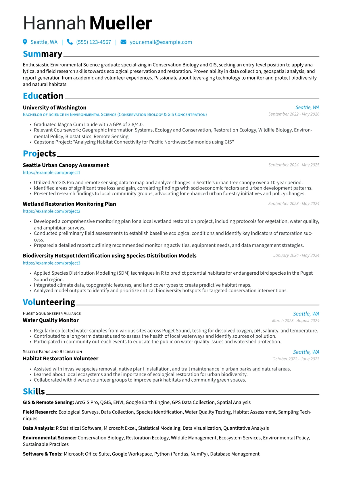 Environmental Science resume example, Environmental Scientist, page 1