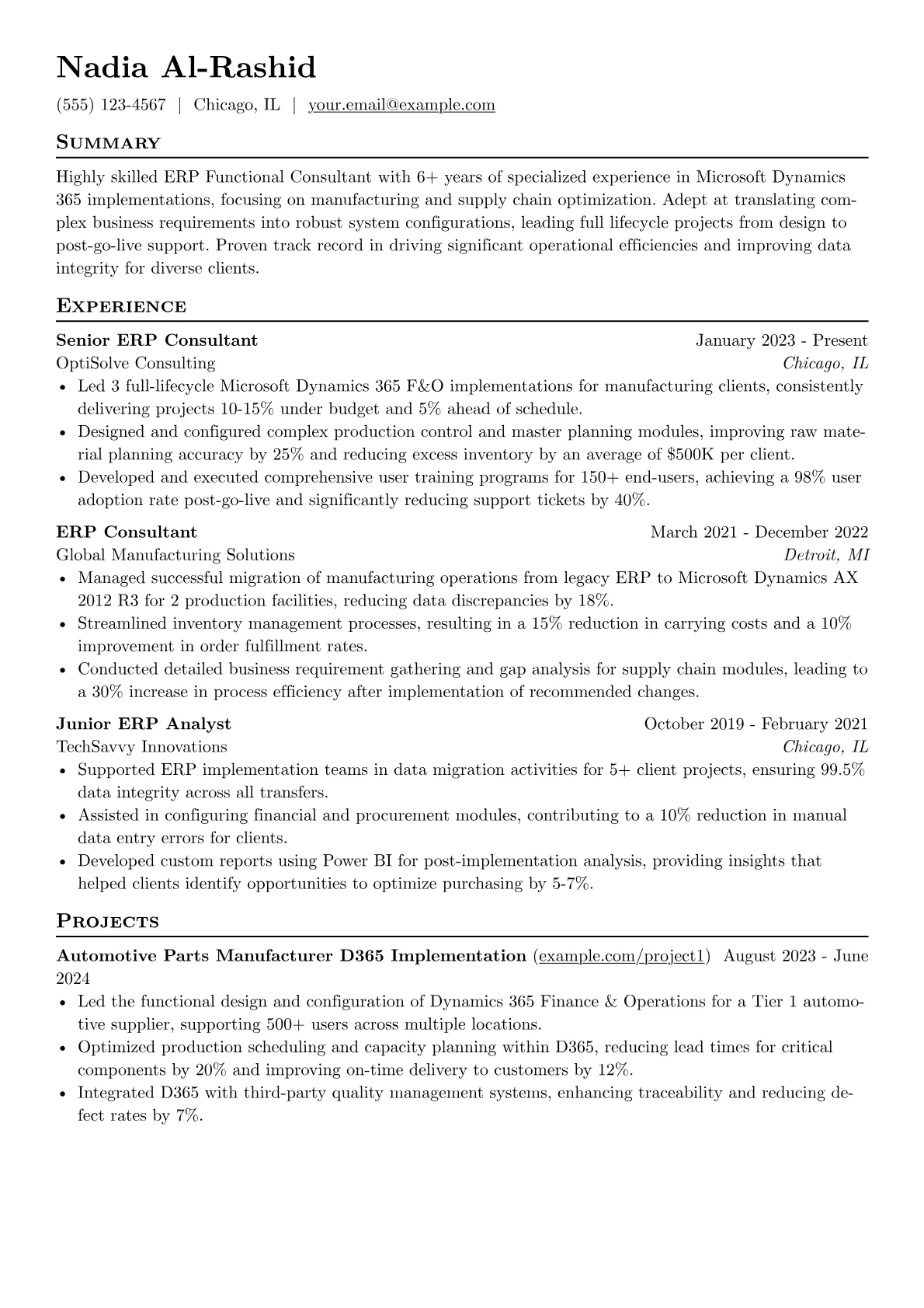 ERP Functional Consultant resume example, ERP Functional Consultant, page 1