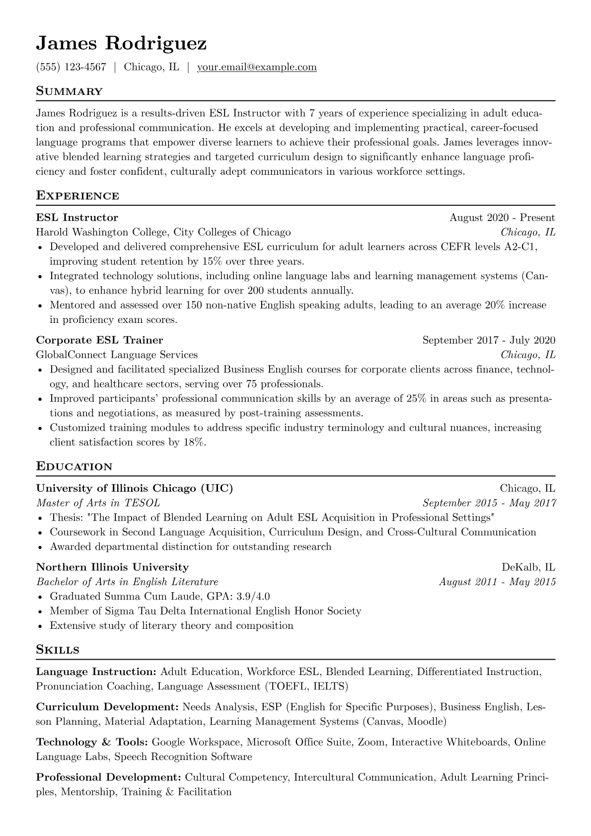 ESL Teacher - Adult version - Page 1
